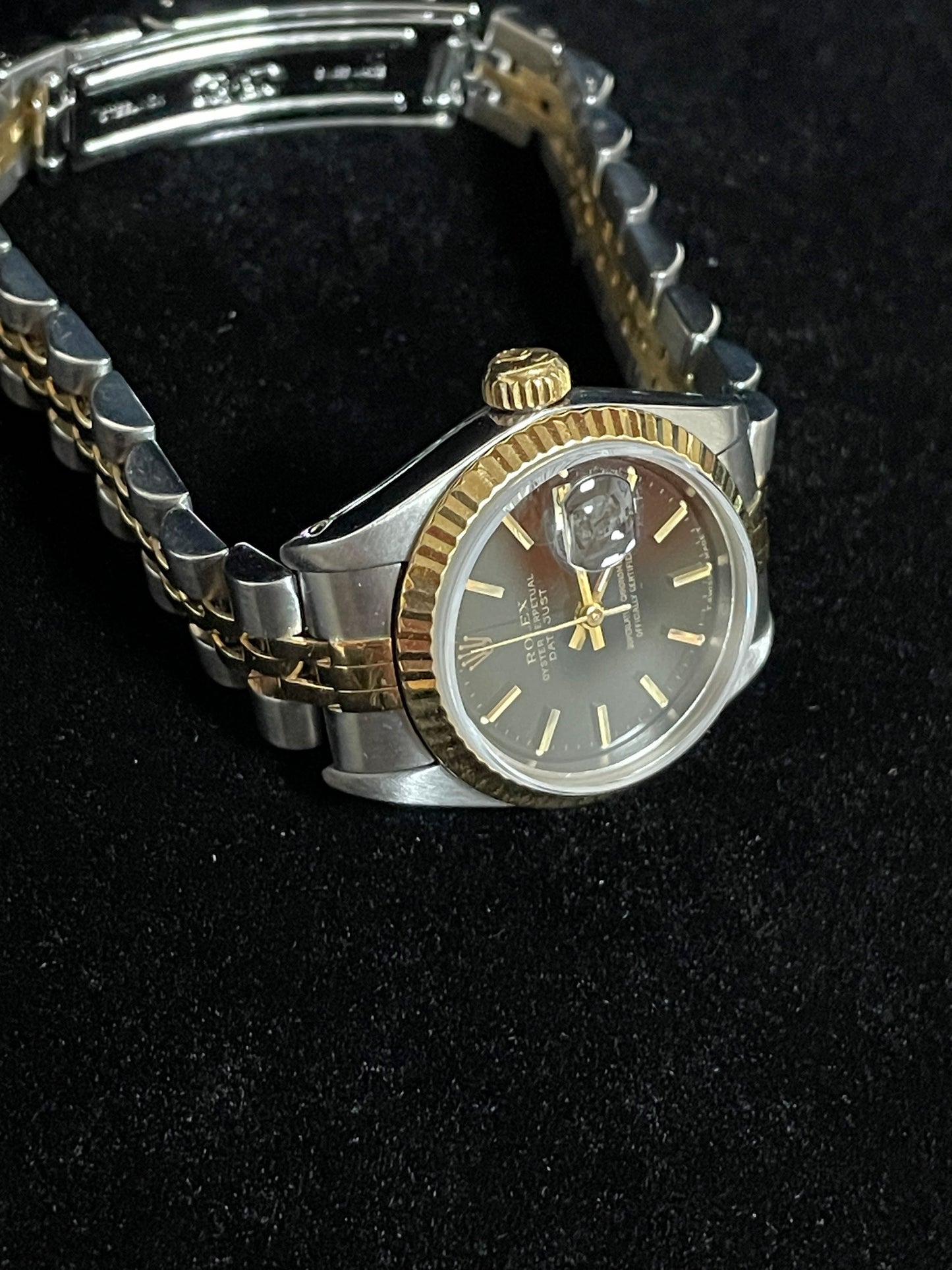 1990 Rolex Ladies Datejust 69173 Black Dial TT 18kt Jubilee No Papers 26mm