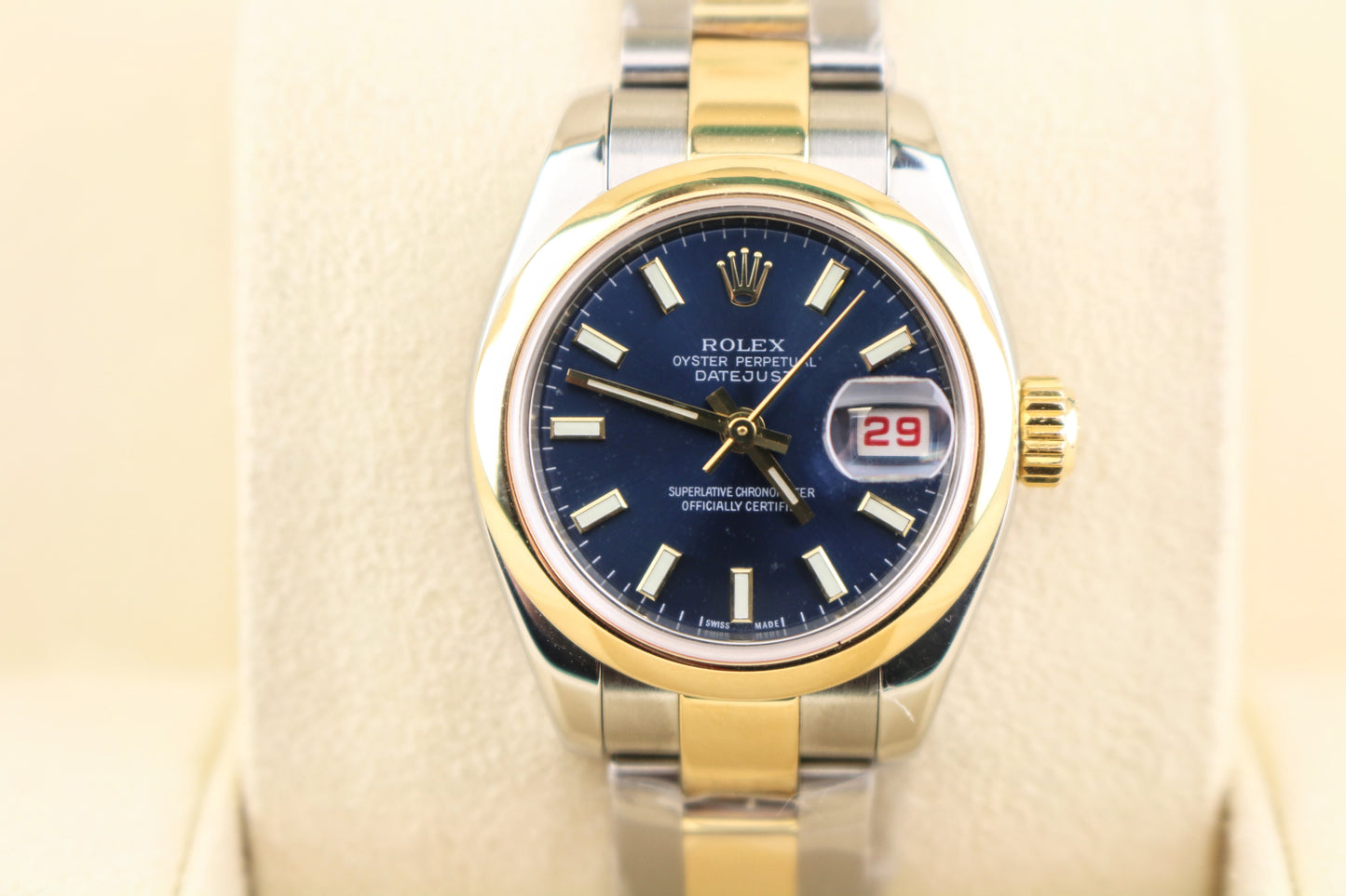 2004 Rolex Ladies Datejust 179163 Blue Dial TT Oyster No Papers 26mm