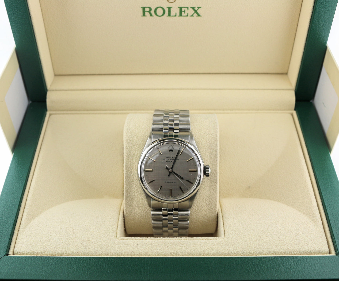 1972 Rolex Air-King 5500 Silver Linen Dial SS Jubilee No Papers 34mm