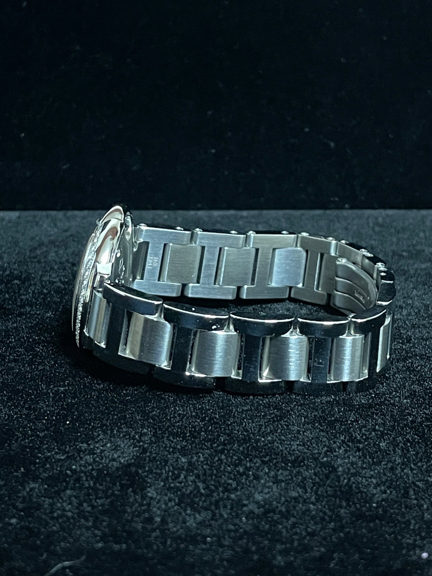 Cartier Ladies Ballon Bleu W4BB0015 White Roman Diamond Bezel SS Bracelet 28mm