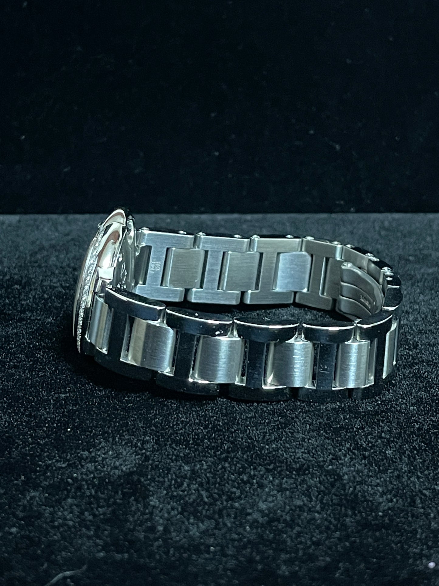 Cartier Ladies Ballon Bleu W4BB0015 White Roman Diamond Bezel SS Bracelet 28mm