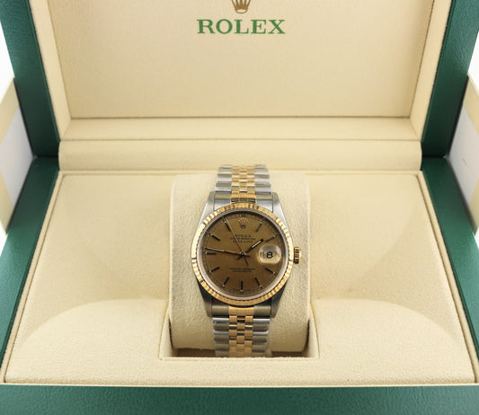 1993 Rolex Datejust 16233 Champagne Linen Dial TT Jubilee No Papers 36mm