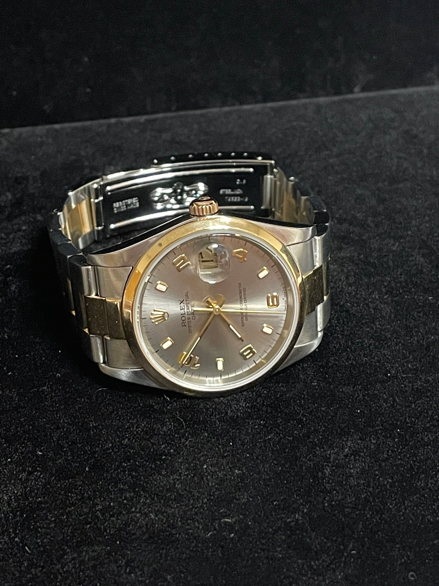 2005 Rolex Date 15203 Rhodium Dial TT 18kt with Papers 34mm