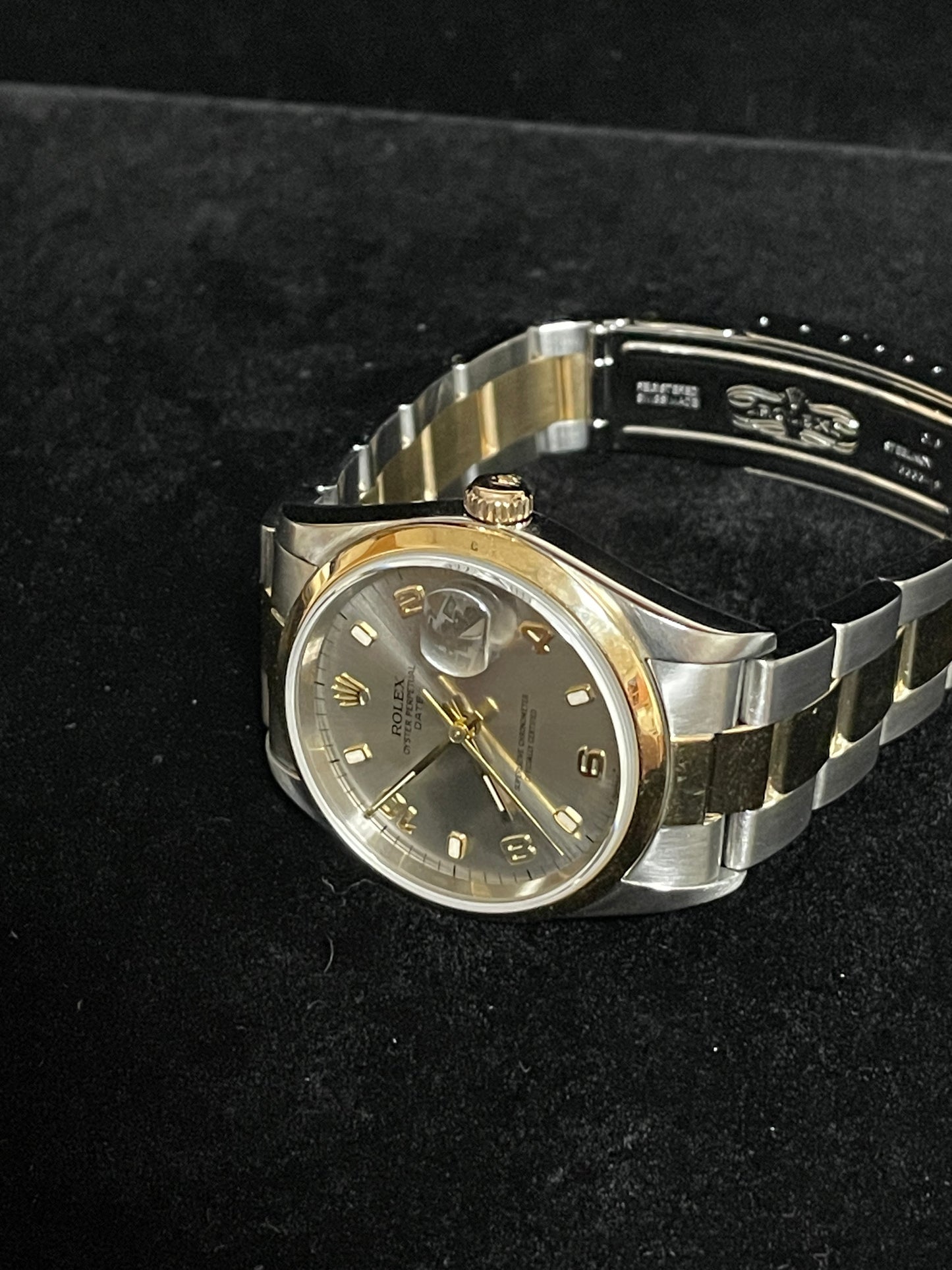 2005 Rolex Date 15203 Rhodium Dial TT 18kt with Papers 34mm