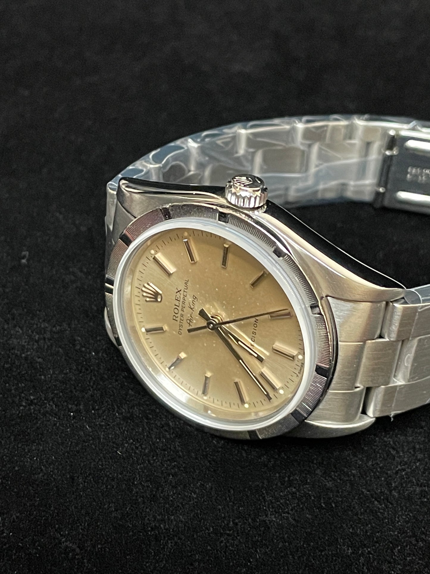 1995 Rolex Air-King 14010 Silver Dial Engine Turned SS Oyster No Papers 34mm