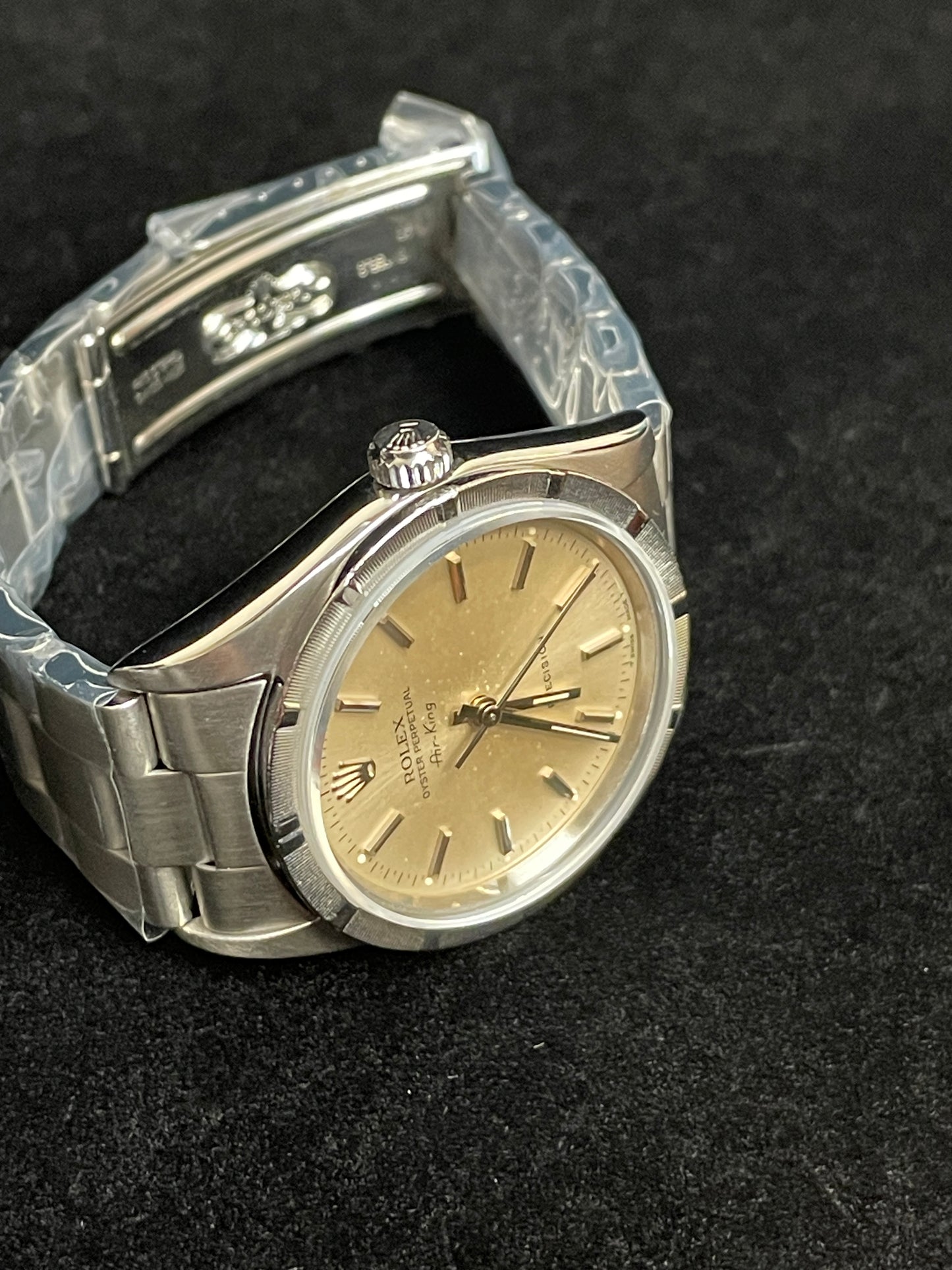 1995 Rolex Air-King 14010 Silver Dial Engine Turned SS Oyster No Papers 34mm