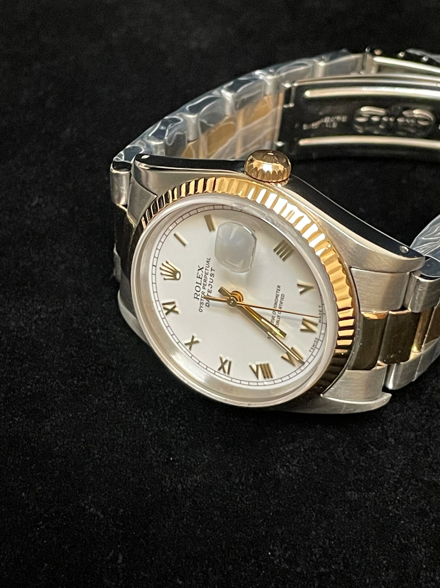 1991 Rolex Datejust 16233 White Roman Dial TT 18kt Oyster No Papers 36mm