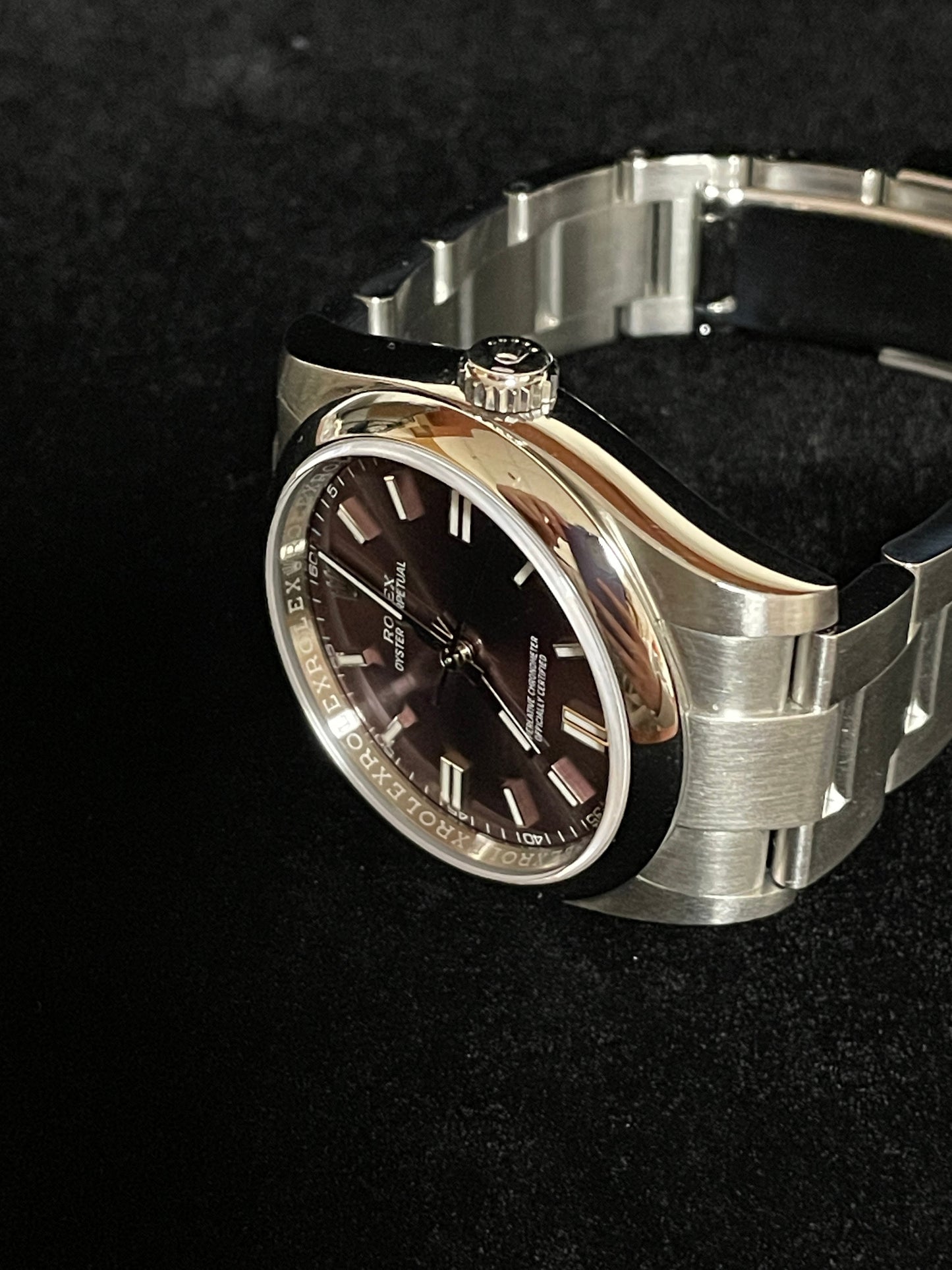 2017 Rolex Oyster Perpetual 116000 Red Grape Dial SS Oyster With Papers 36mm