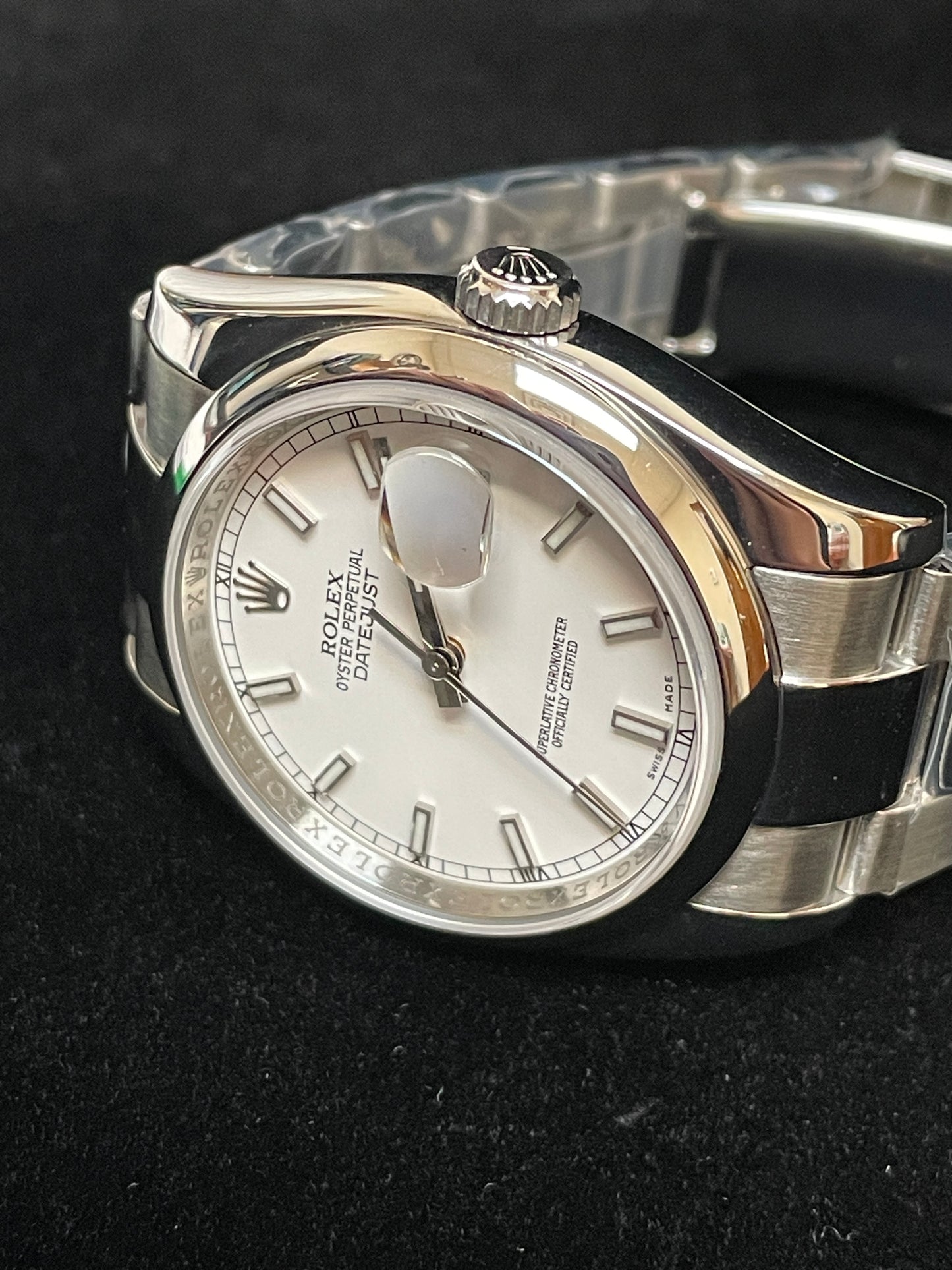 2011 Rolex Datejust 116200 White Stick Dial SS Oyster With Papers 36mm