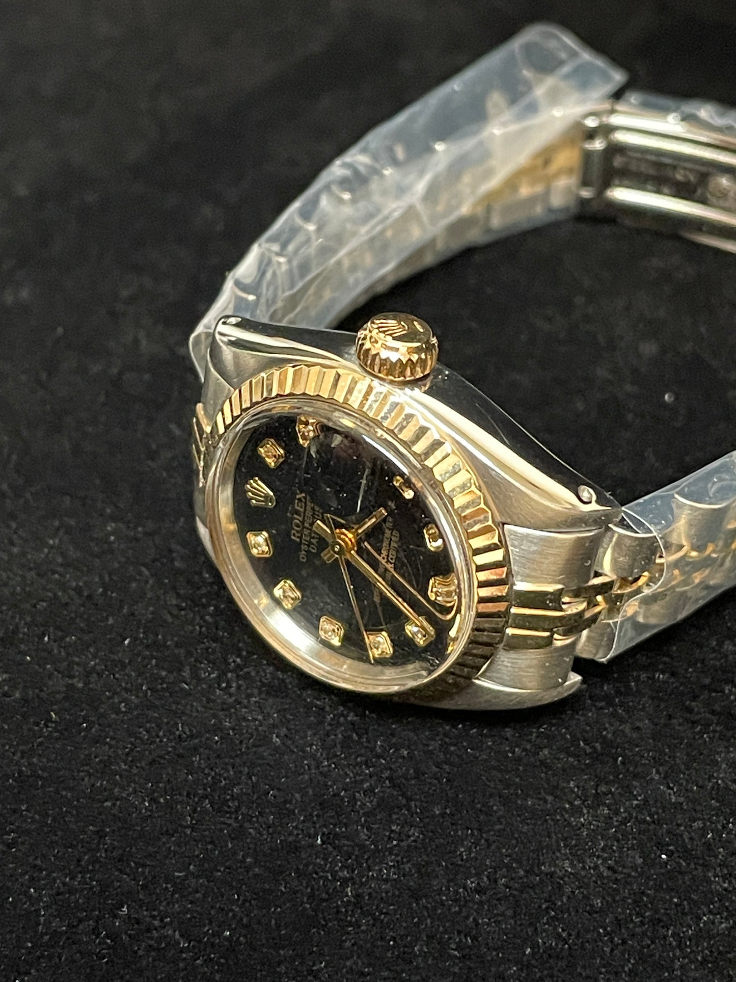Rolex Ladies Datejust 6917 Black Diamond Dial TT Jubilee No Papers 26mm