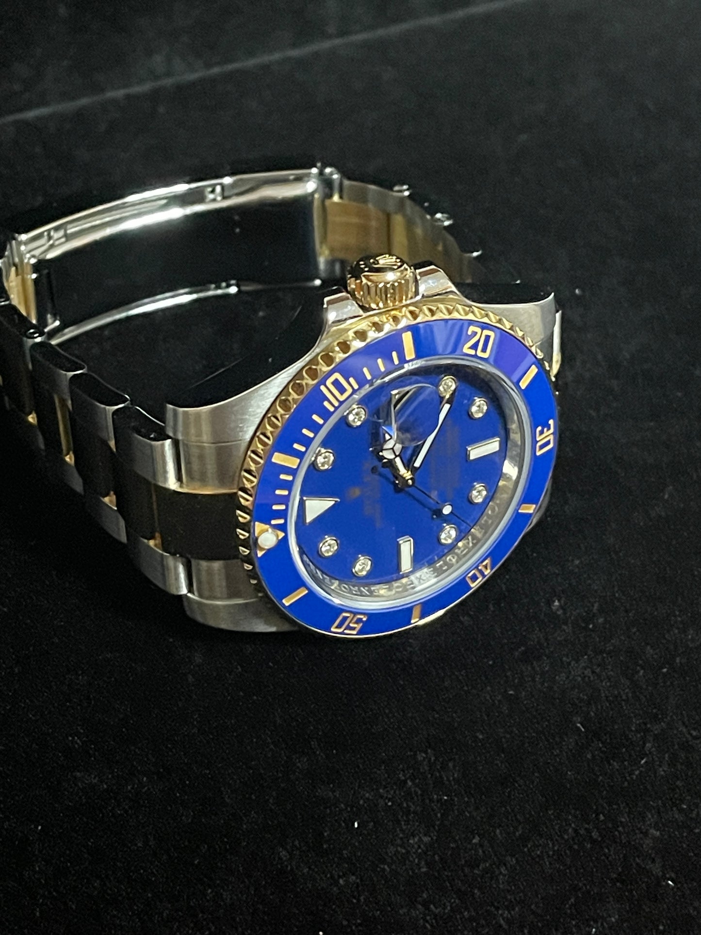 2011 Rolex Submariner 116613LB Blue Diamond Dial TT 18kt Oyster With Papers 40mm