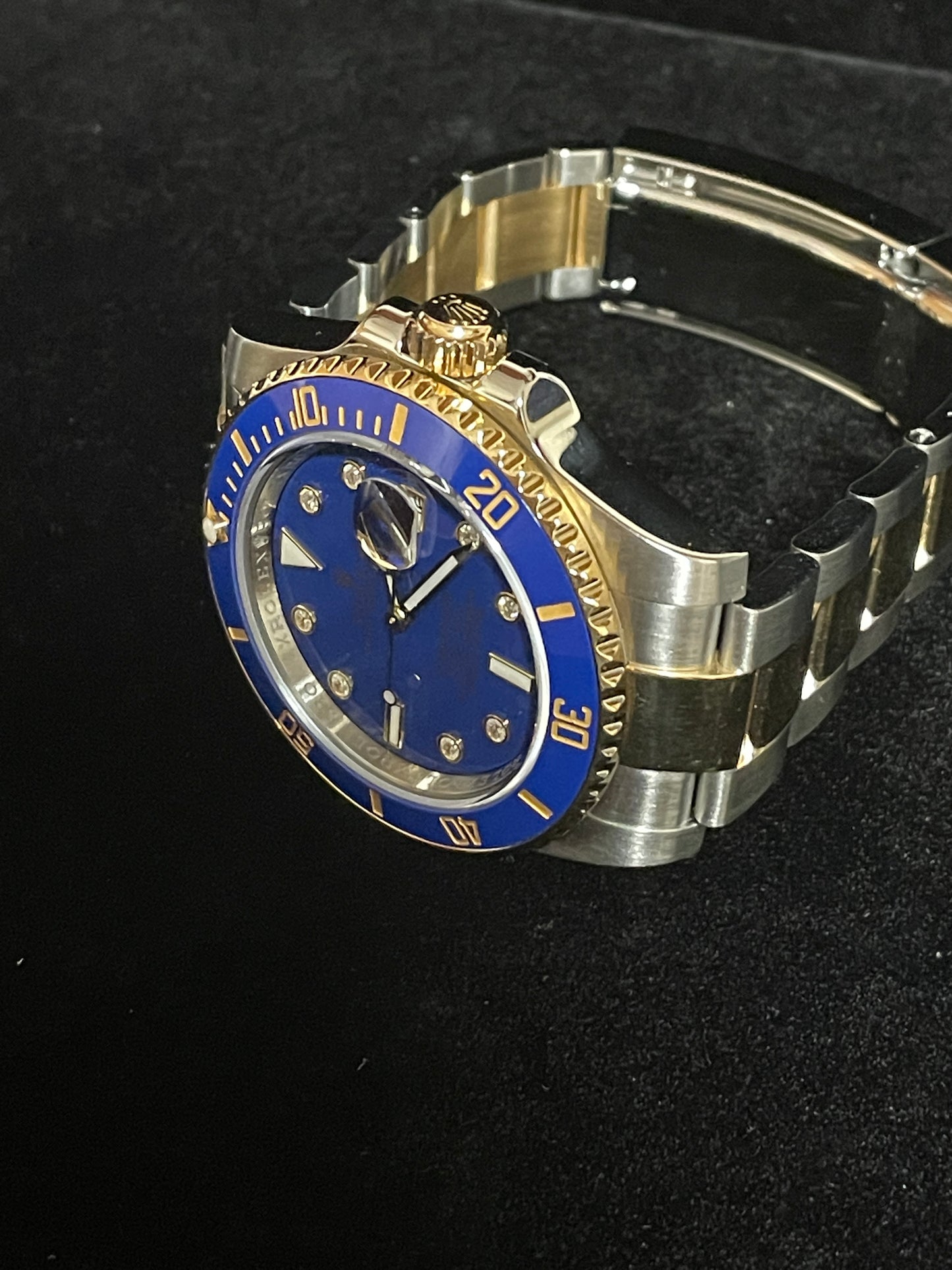 2011 Rolex Submariner 116613LB Blue Diamond Dial TT 18kt Oyster With Papers 40mm