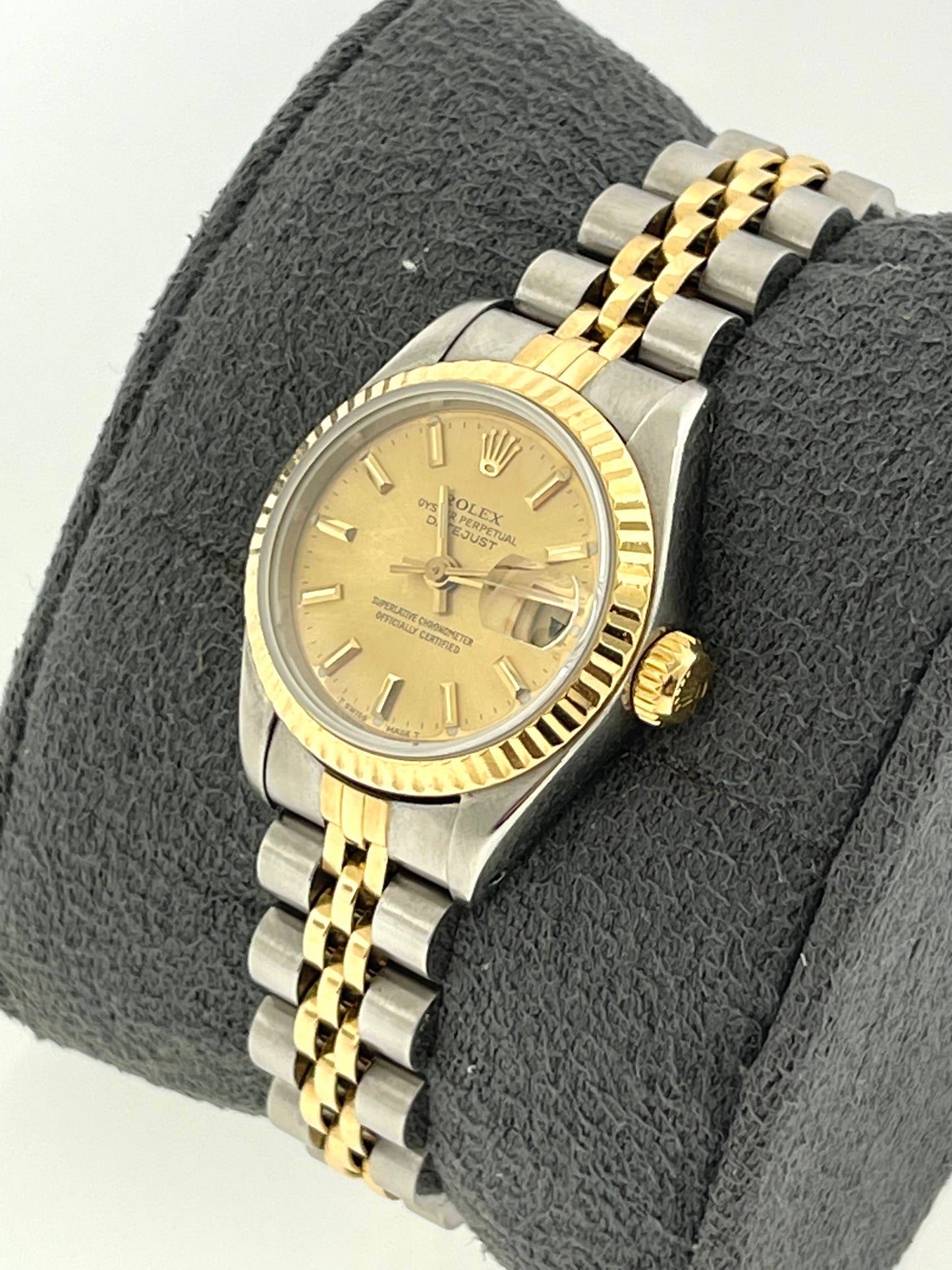 1987 Rolex Datejust 69173 Champagne Dial Two Tone Jubilee With Papers 26mm