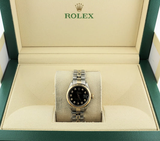 Rolex Ladies Datejust 6917 Black Diamond TT Jubilee No Papers 26mm