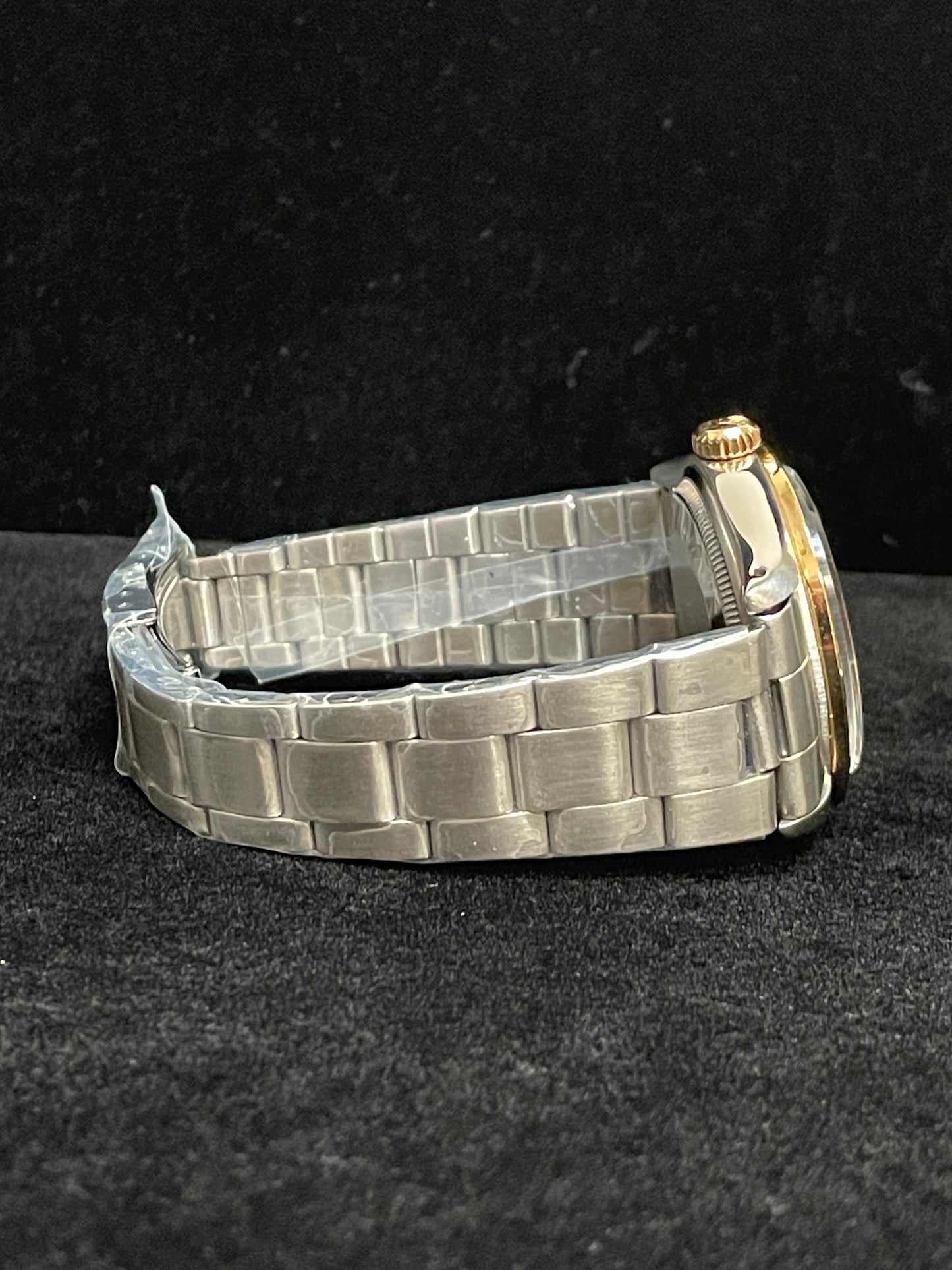 1985 Rolex Date 1500 Blue Diamond Dial Gold Bezel SS Oyster No Papers 34mm