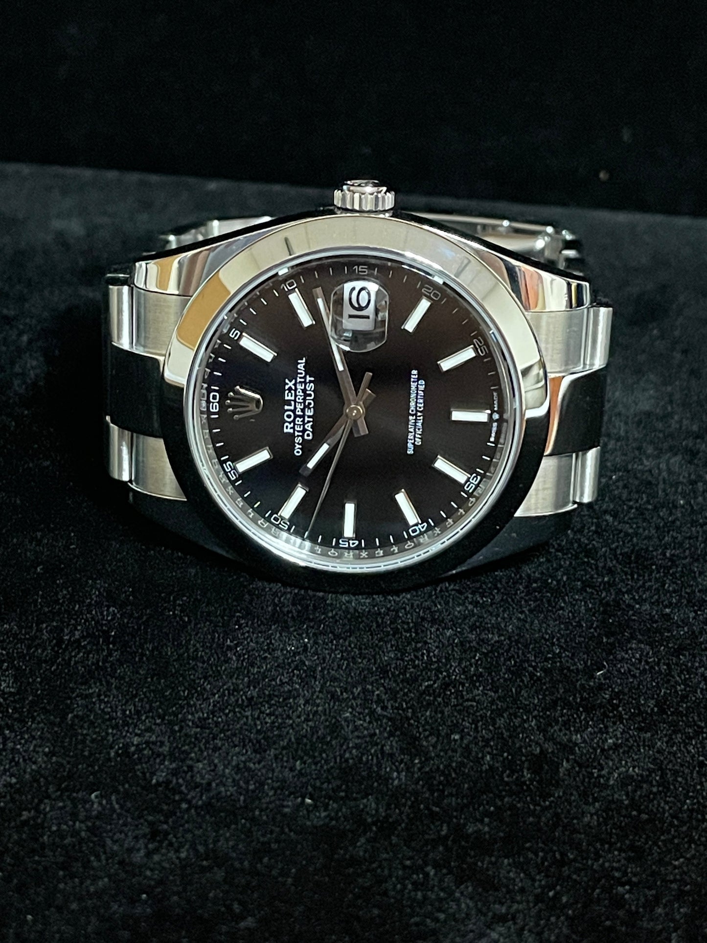 2022 Rolex Datejust 126300 Black Stick Dial SS Oyster With Papers 41mm