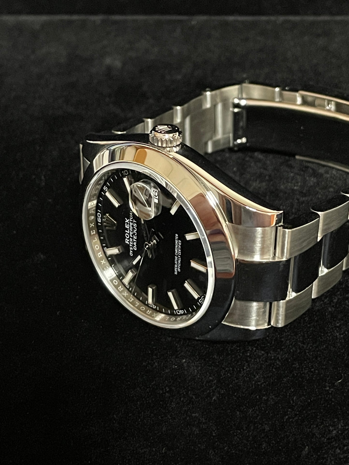 2022 Rolex Datejust 126300 Black Stick Dial SS Oyster With Papers 41mm