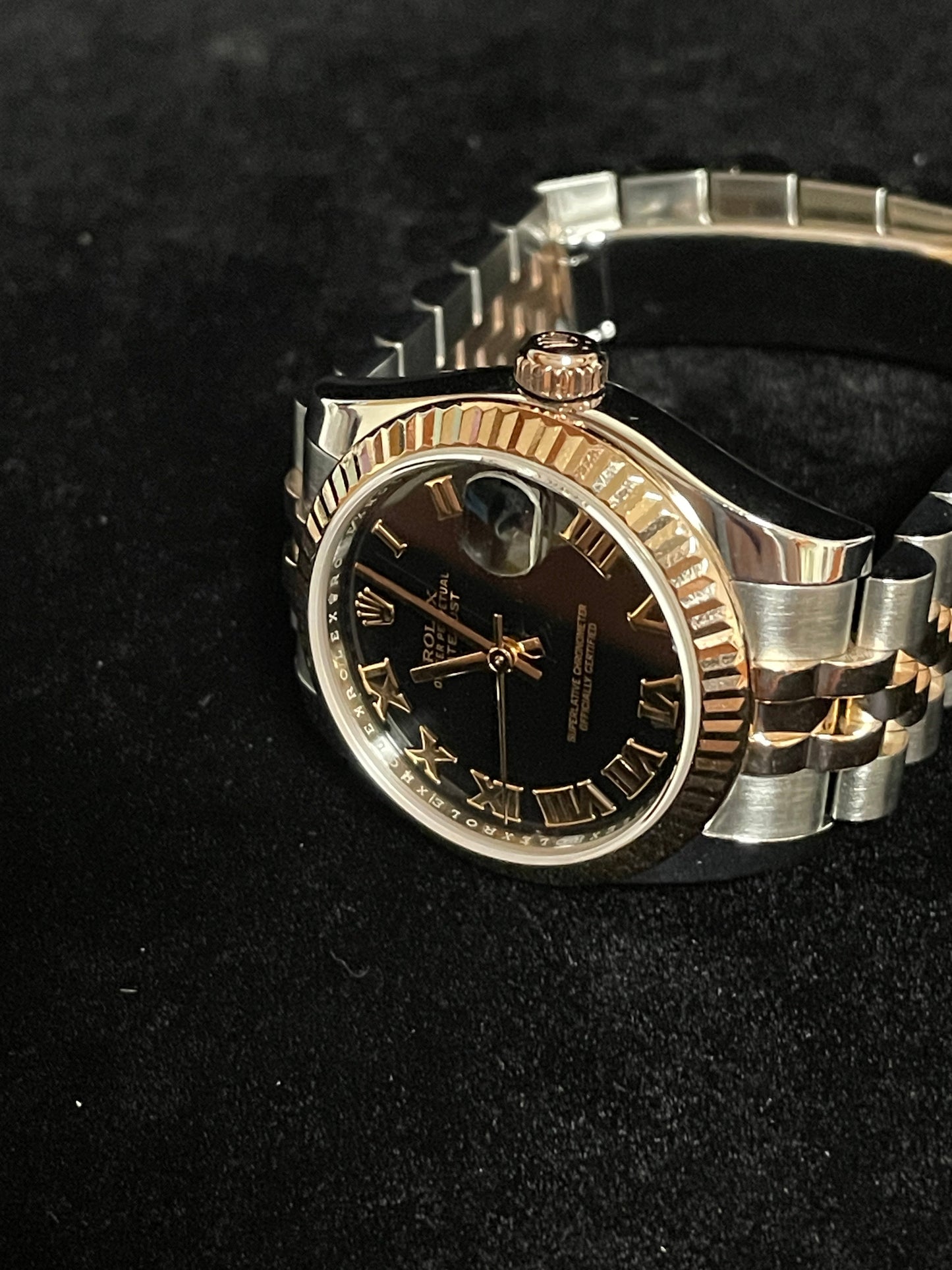 2017 Rolex Datejust Midsize 178271 Black Roman TT 18k Rose Jubilee No Paper 31mm