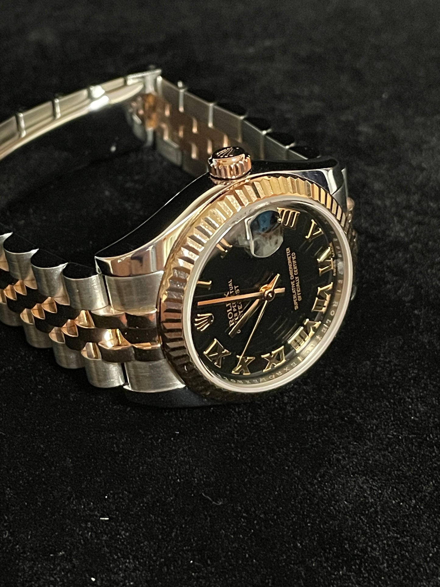 2017 Rolex Datejust Midsize 178271 Black Roman TT 18k Rose Jubilee No Paper 31mm