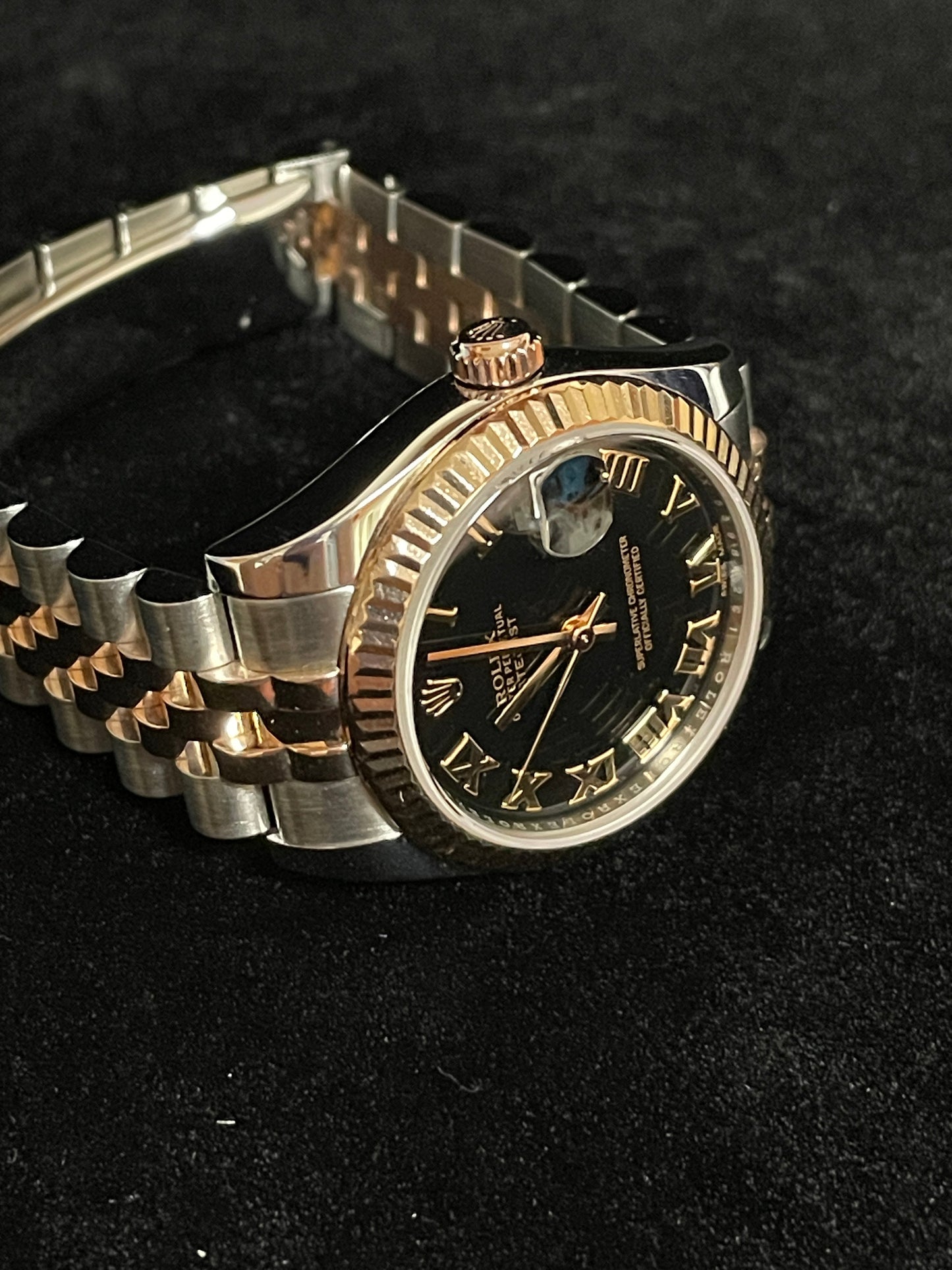 2017 Rolex Datejust Midsize 178271 Black Roman TT 18k Rose Jubilee No Paper 31mm