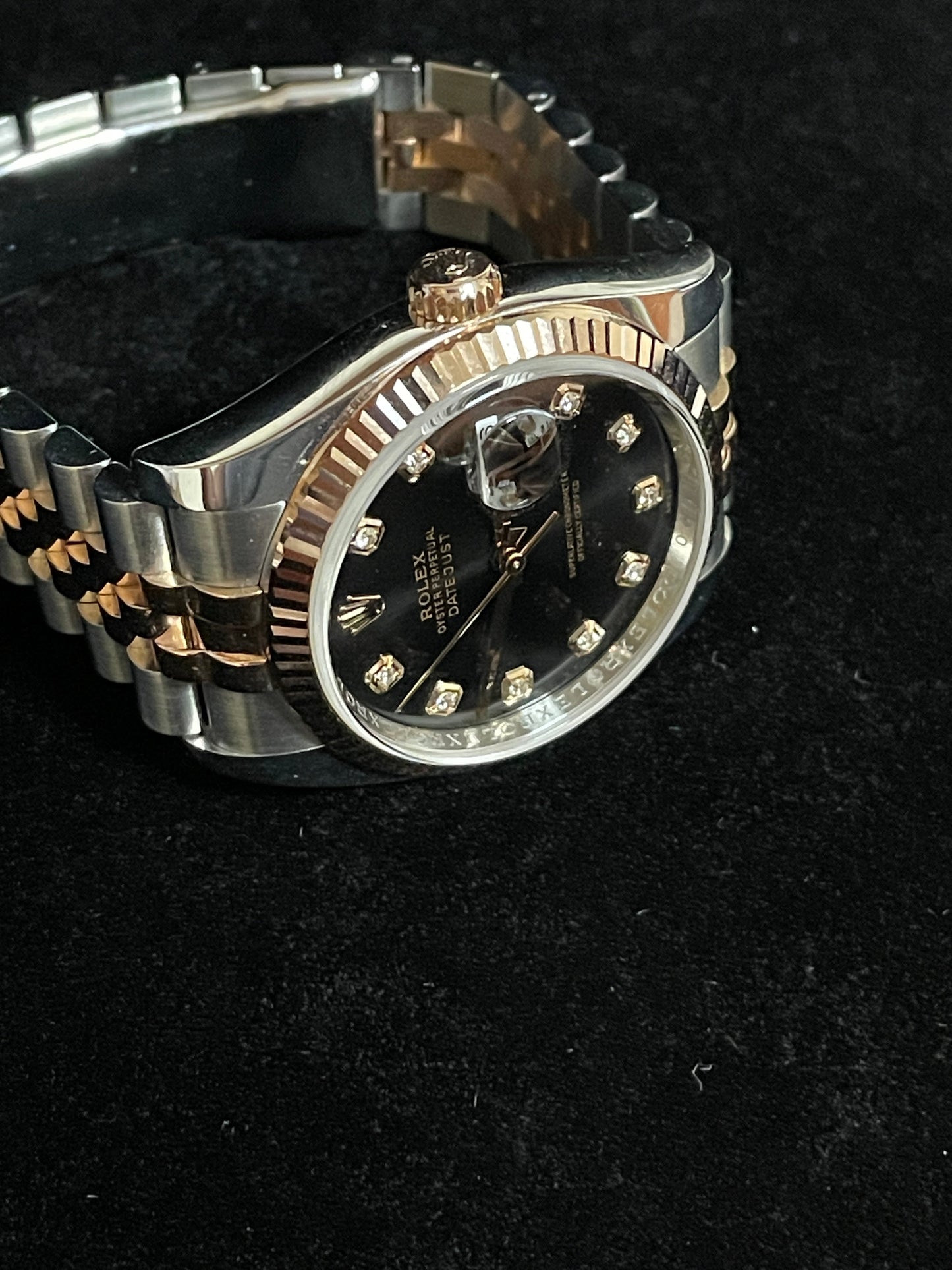 2008 Rolex Datejust 116231 Black Diamond Dial TT Rose 18kt Jubilee No Paper 36mm