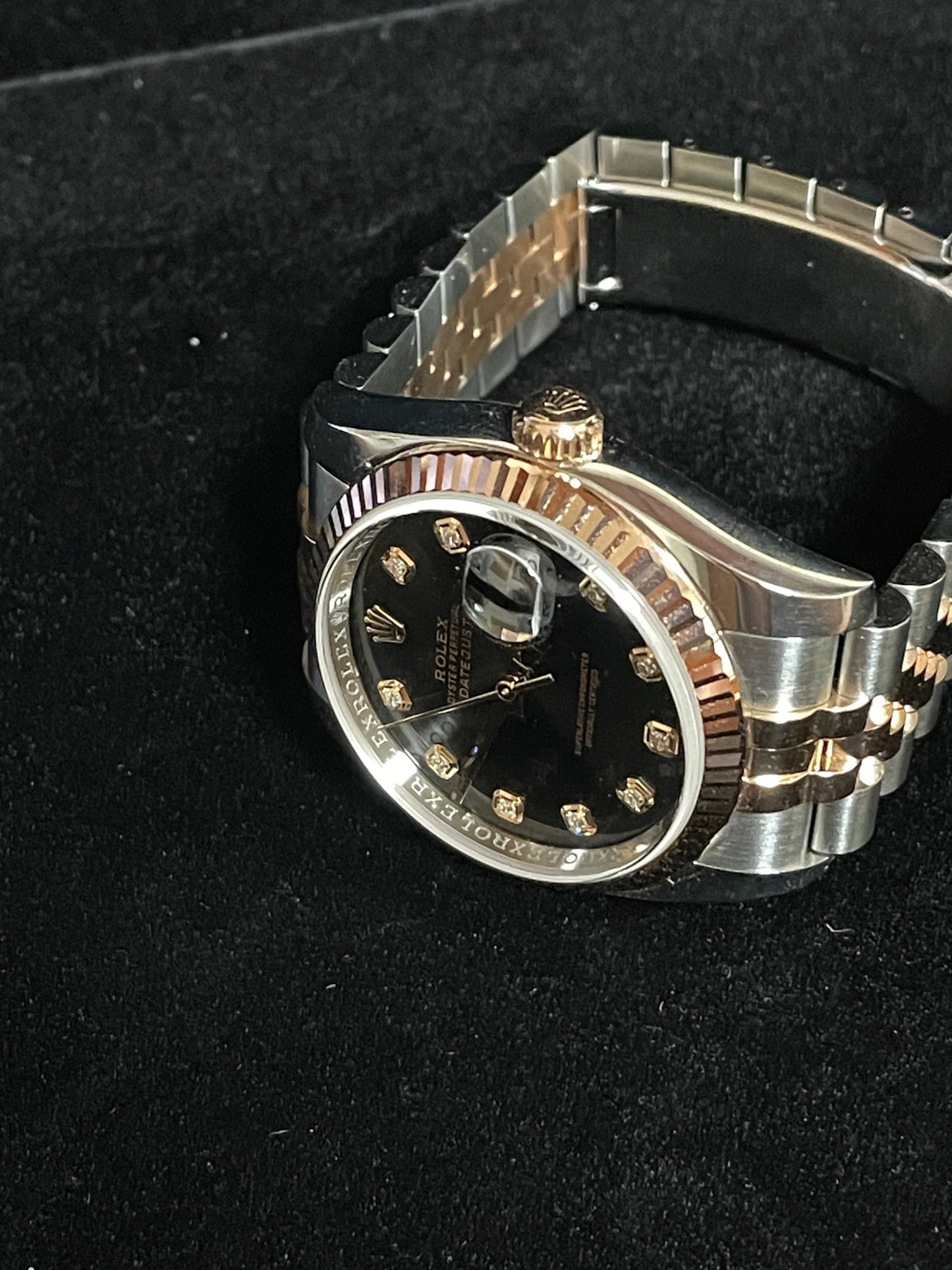 2008 Rolex Datejust 116231 Black Diamond Dial TT Rose 18kt Jubilee No Paper 36mm
