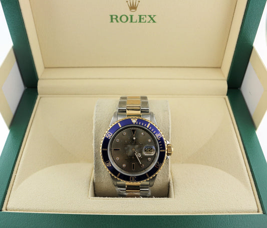 1995 Rolex Submariner 16613 Serti Diamond Dial TT Oyster No Papers 40mm