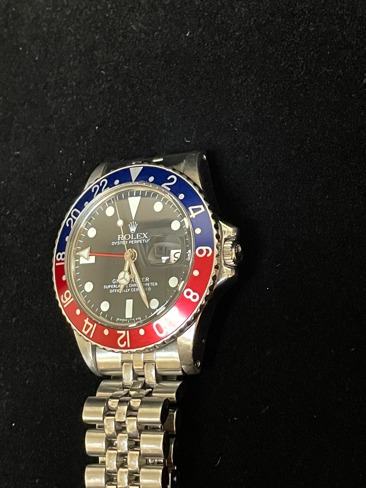1971 Rolex GMT-Master Pepsi 1675 Black Dial SS Jubilee No Papers 40mm