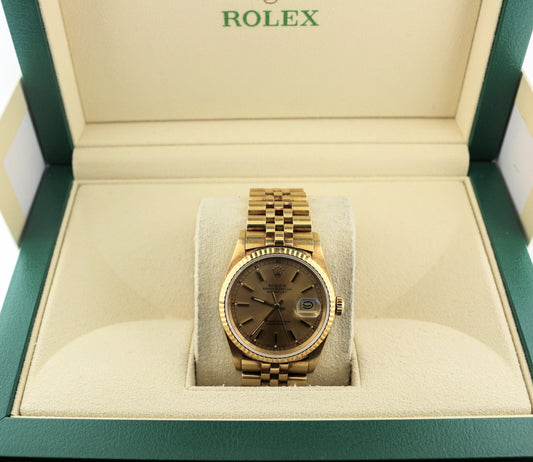 1988 Rolex Datejust 16238 Champagne Dial 18kt YG Jubilee No Papers 36mm