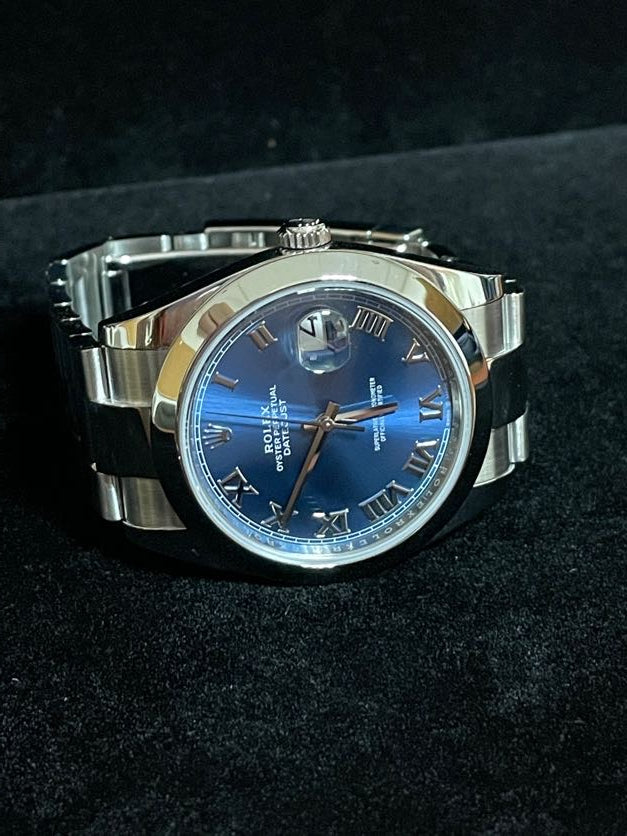 2021 Rolex Datejust 126300 Blue Roman Dial SS Oyster With Papers 41mm