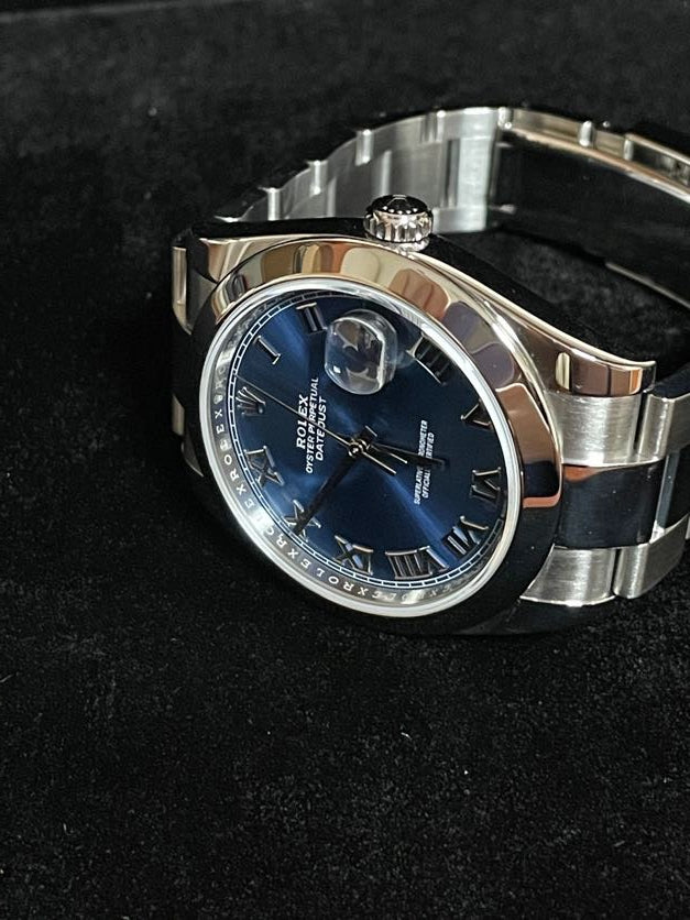 2021 Rolex Datejust 126300 Blue Roman Dial SS Oyster With Papers 41mm