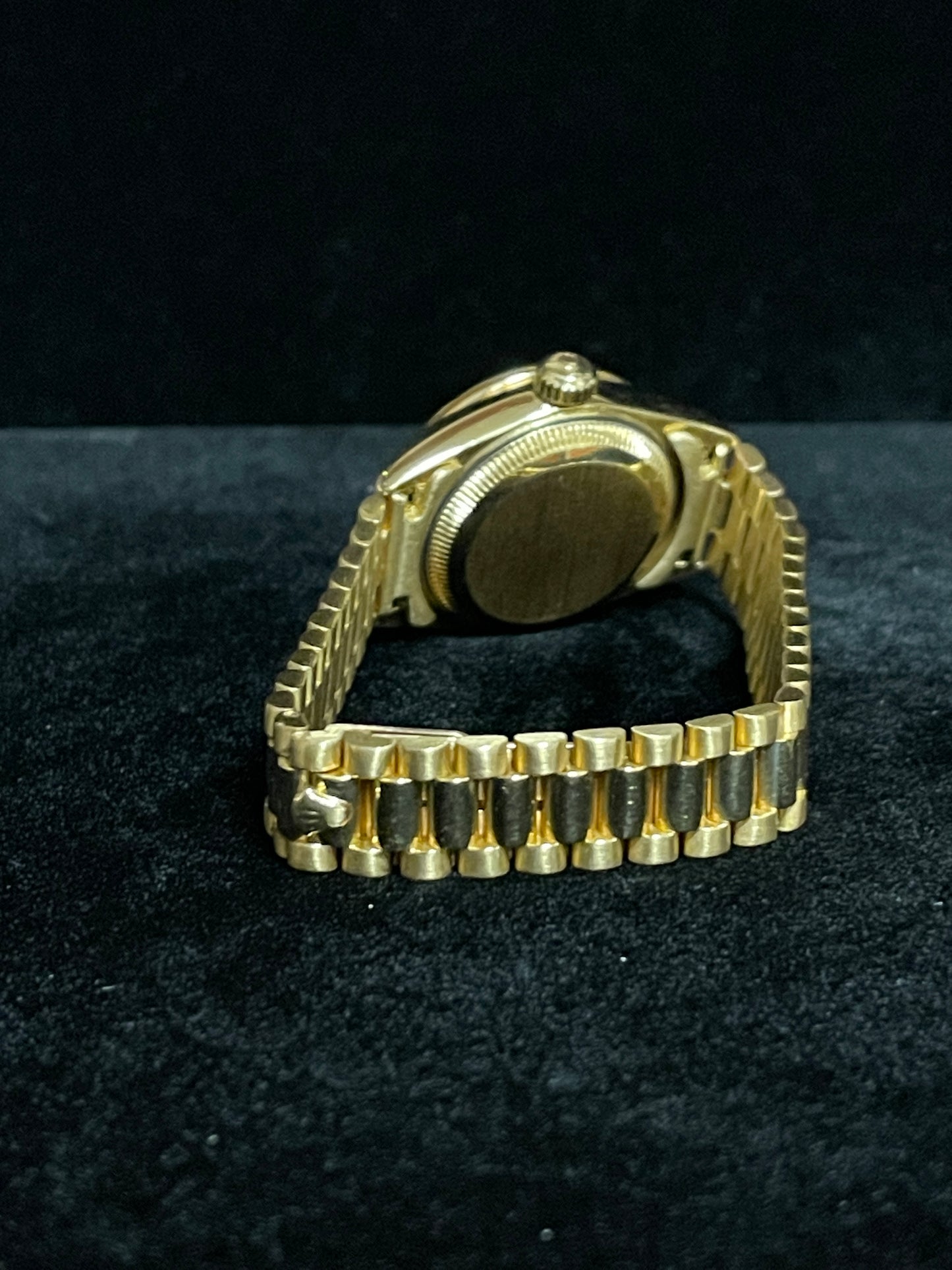 Rolex Datejust 69038 Black Anniversary Dial Diamond Case 18kt YG President 26mm