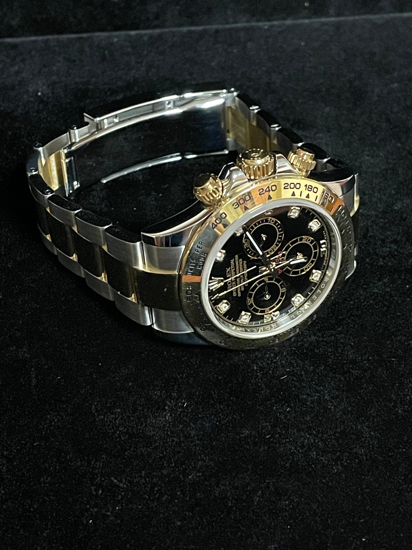 2019 Rolex Daytona 116503 Black Diamond Dial TT 18kt Oyster With Papers 40mm
