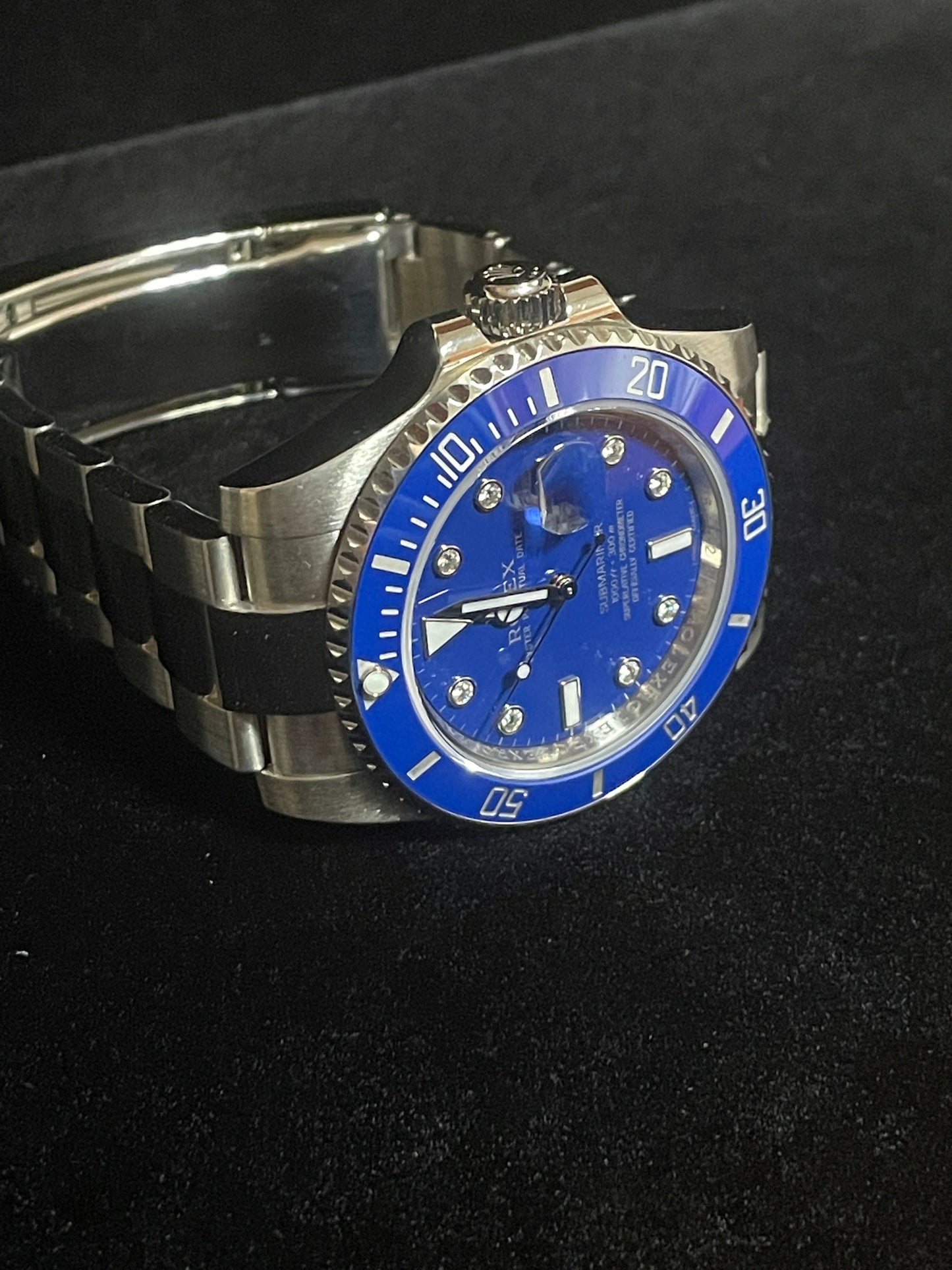 2010 Rolex Submariner 116619 Serti Blue Diamond Dial 18k Oyster With Papers 40mm