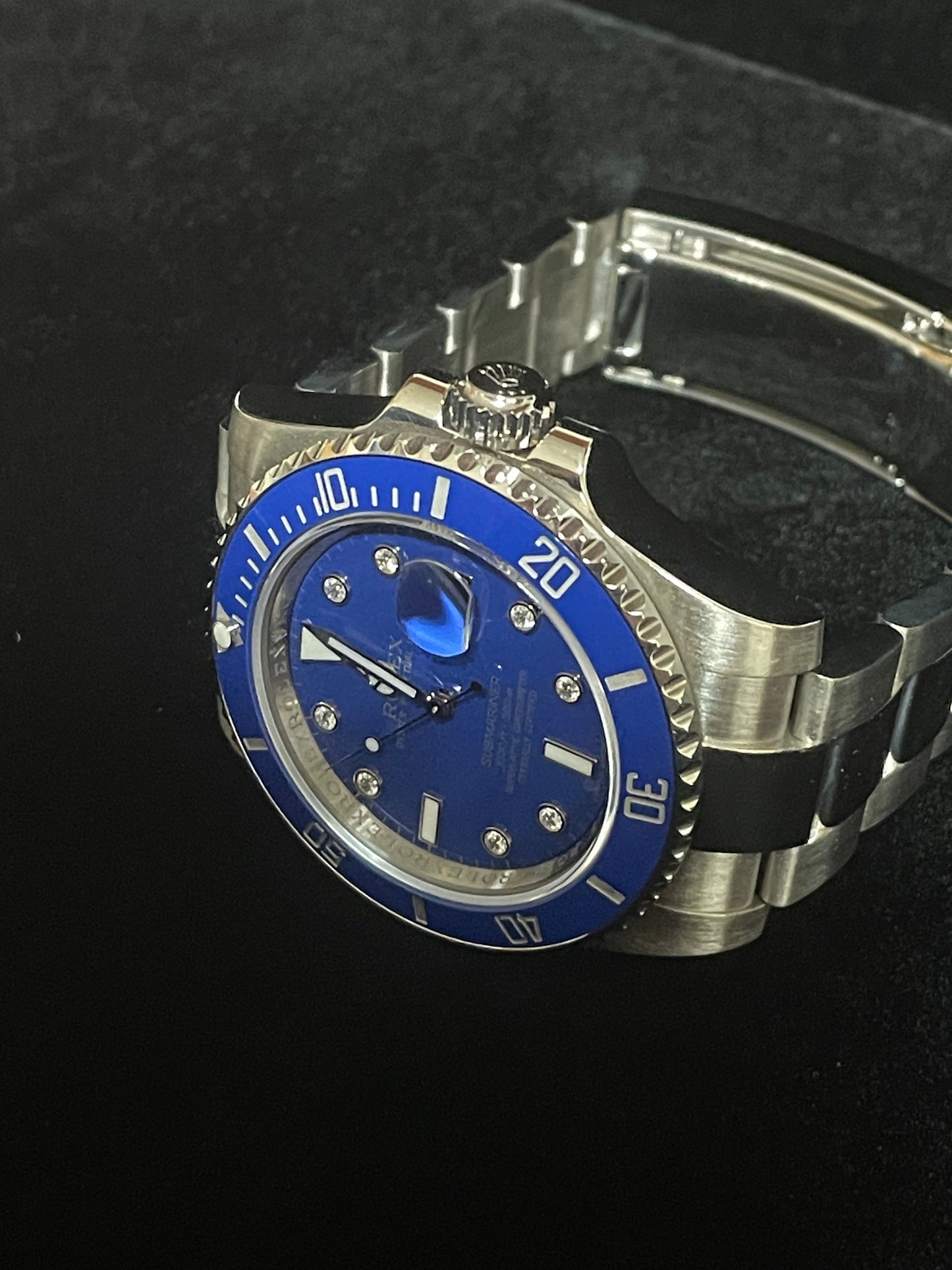 2010 Rolex Submariner 116619 Serti Blue Diamond Dial 18k Oyster With Papers 40mm