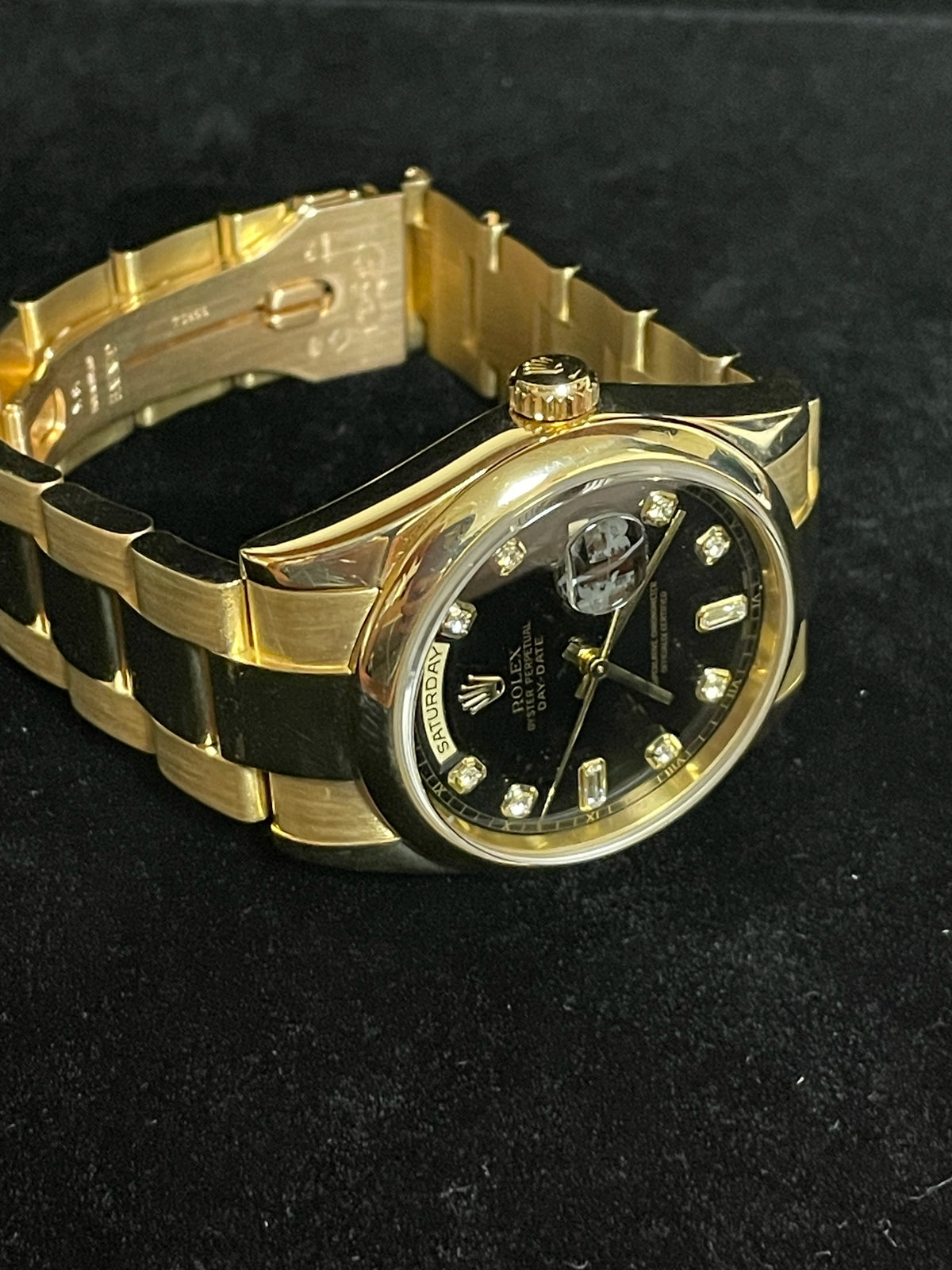 2001 Rolex President 118208 Black Diamond Dial 18kt Oyster With Papers 36mm