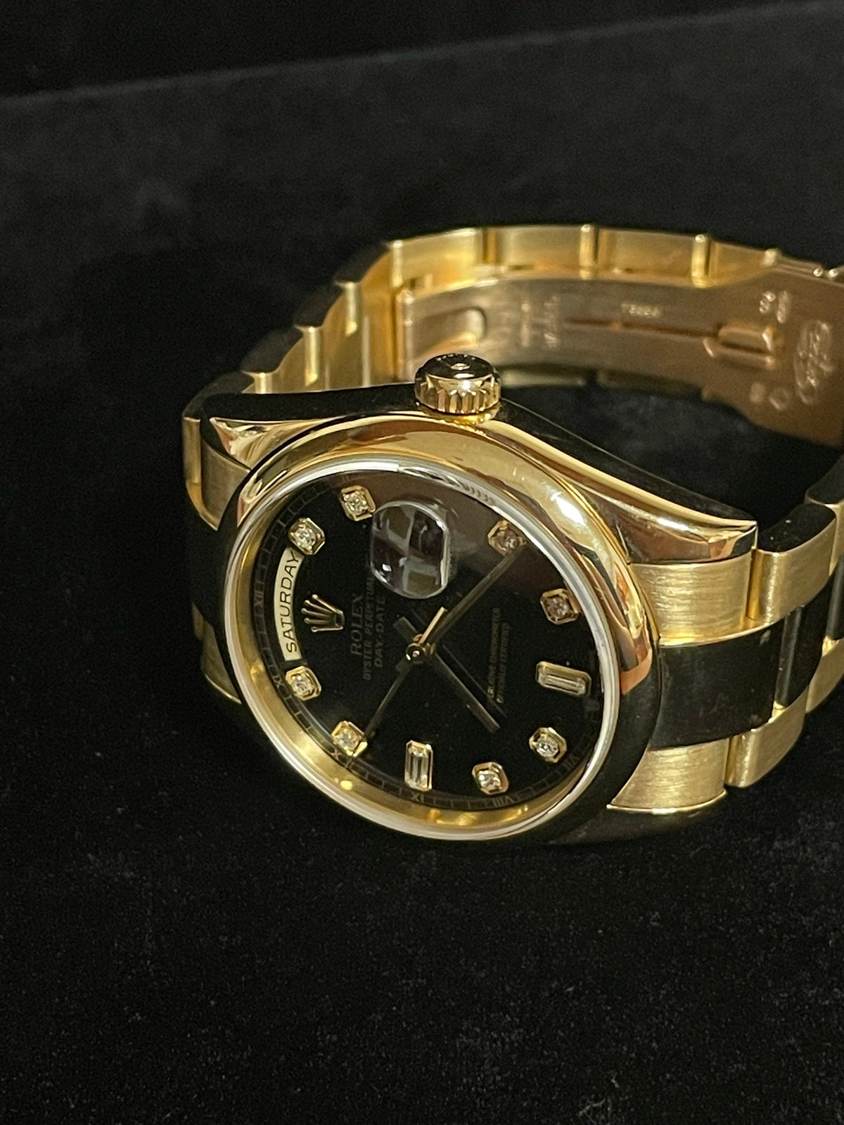 2001 Rolex President 118208 Black Diamond Dial 18kt Oyster With Papers 36mm