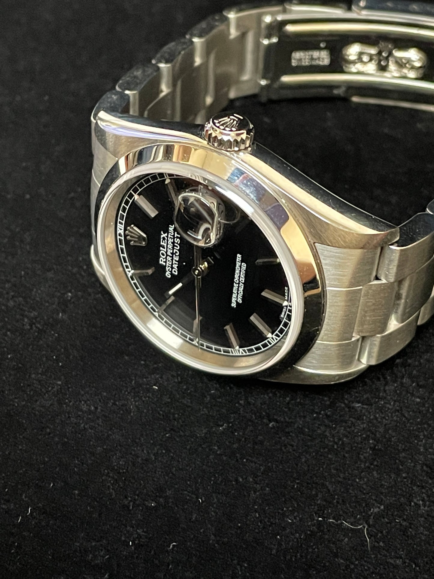 NOS 2004 Rolex Datejust Stickered 16200 Black Dial SS Oyster No Papers 36mm