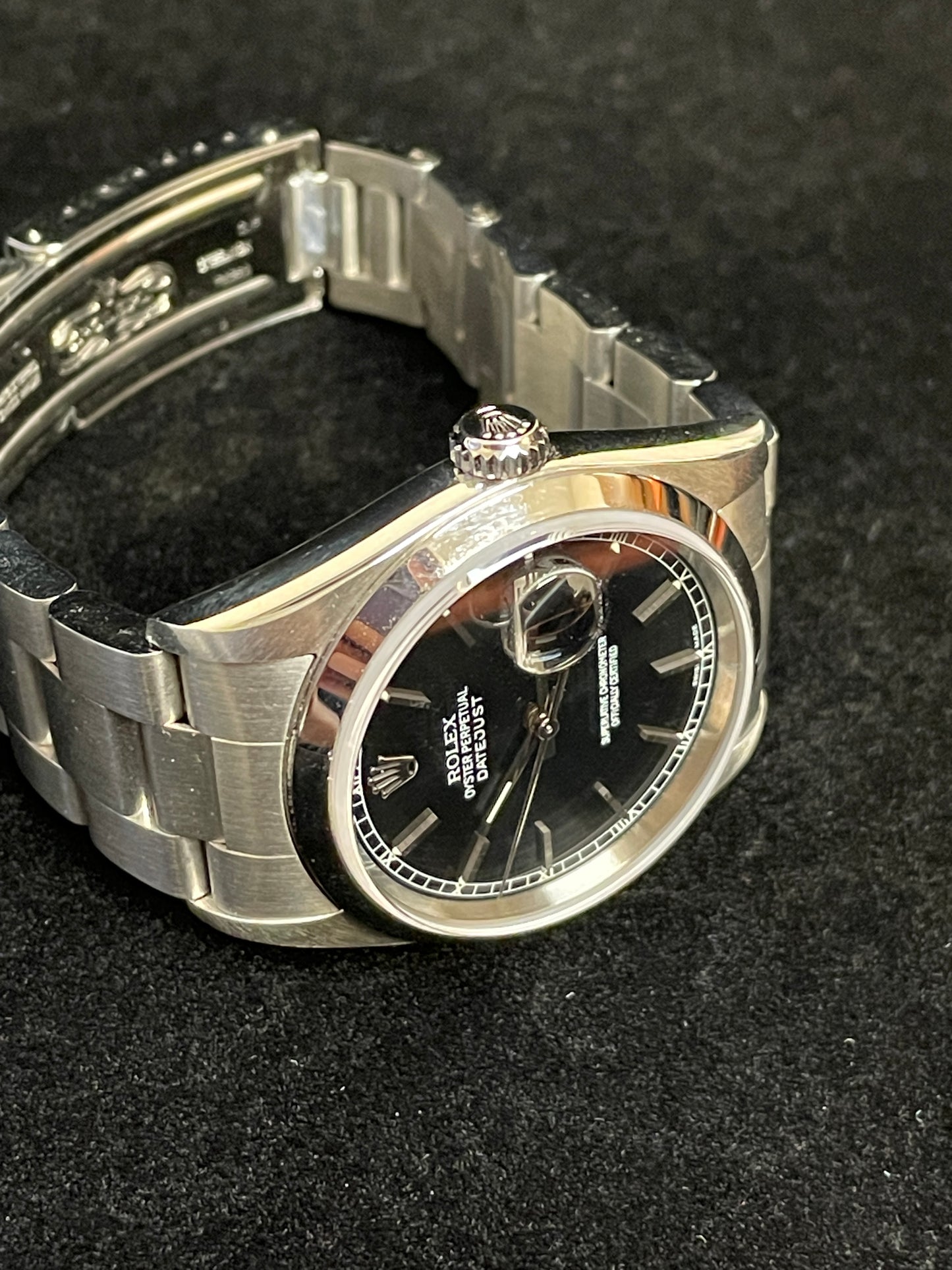 NOS 2004 Rolex Datejust Stickered 16200 Black Dial SS Oyster No Papers 36mm