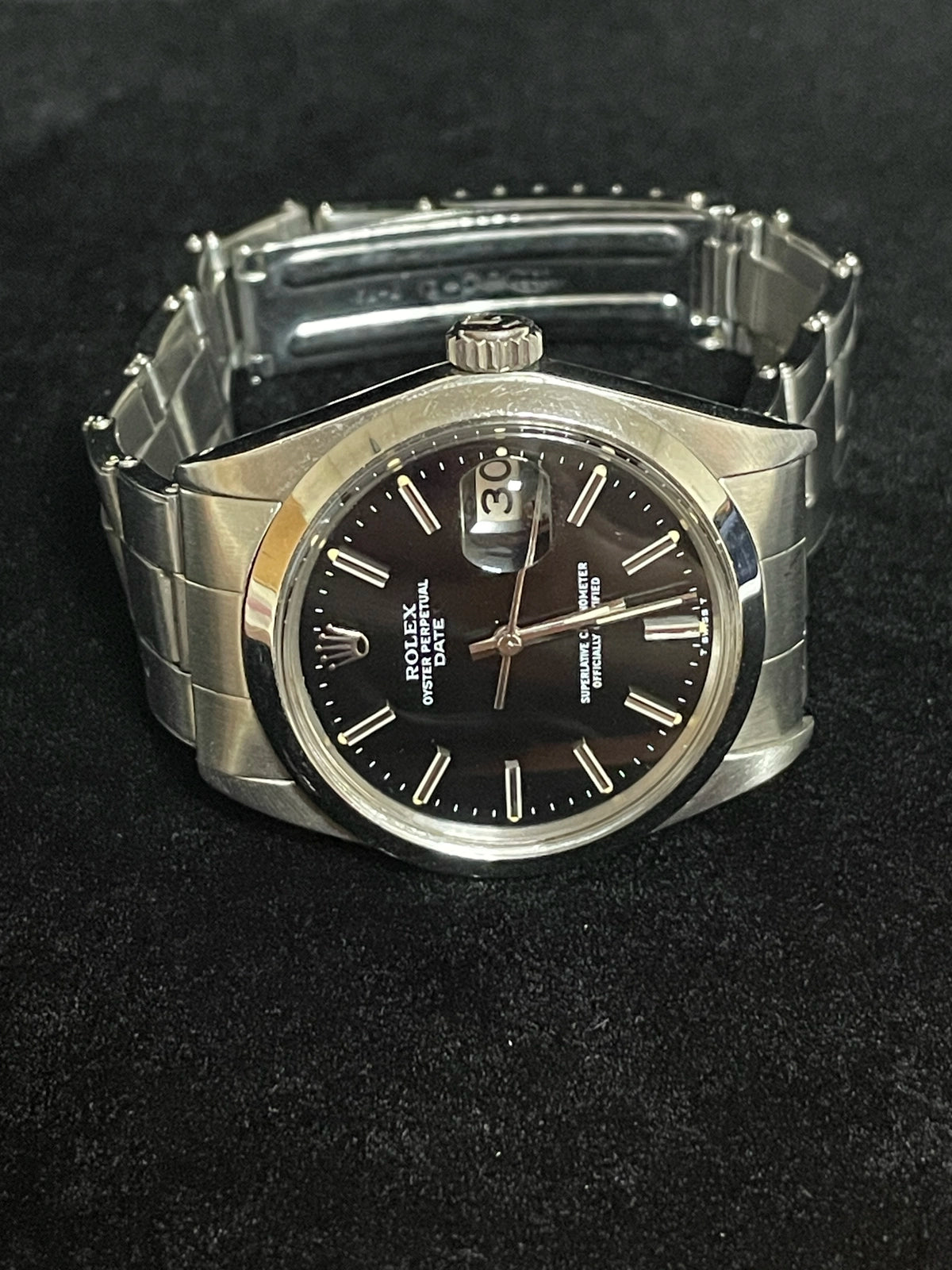 1971 Rolex Date 1500 Black Dial SS Oyster Rivet No Papers 34mm