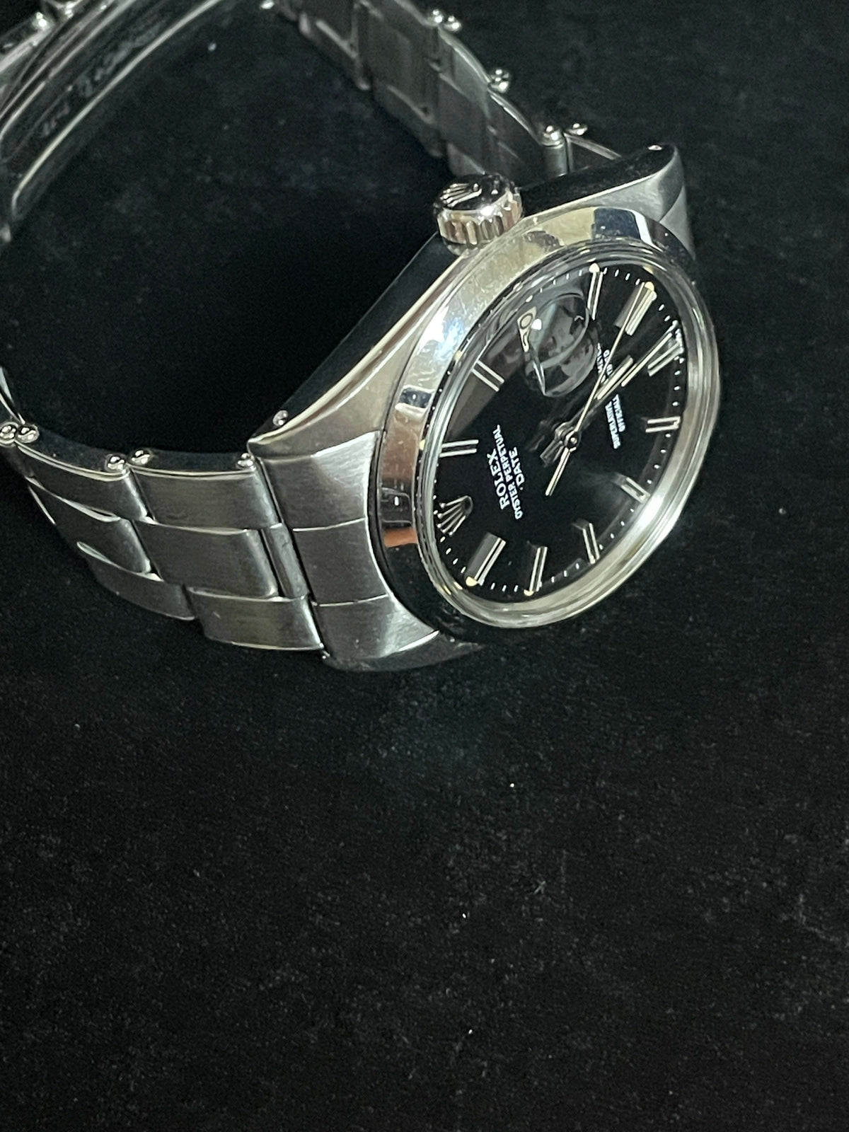 1971 Rolex Date 1500 Black Dial SS Oyster Rivet No Papers 34mm