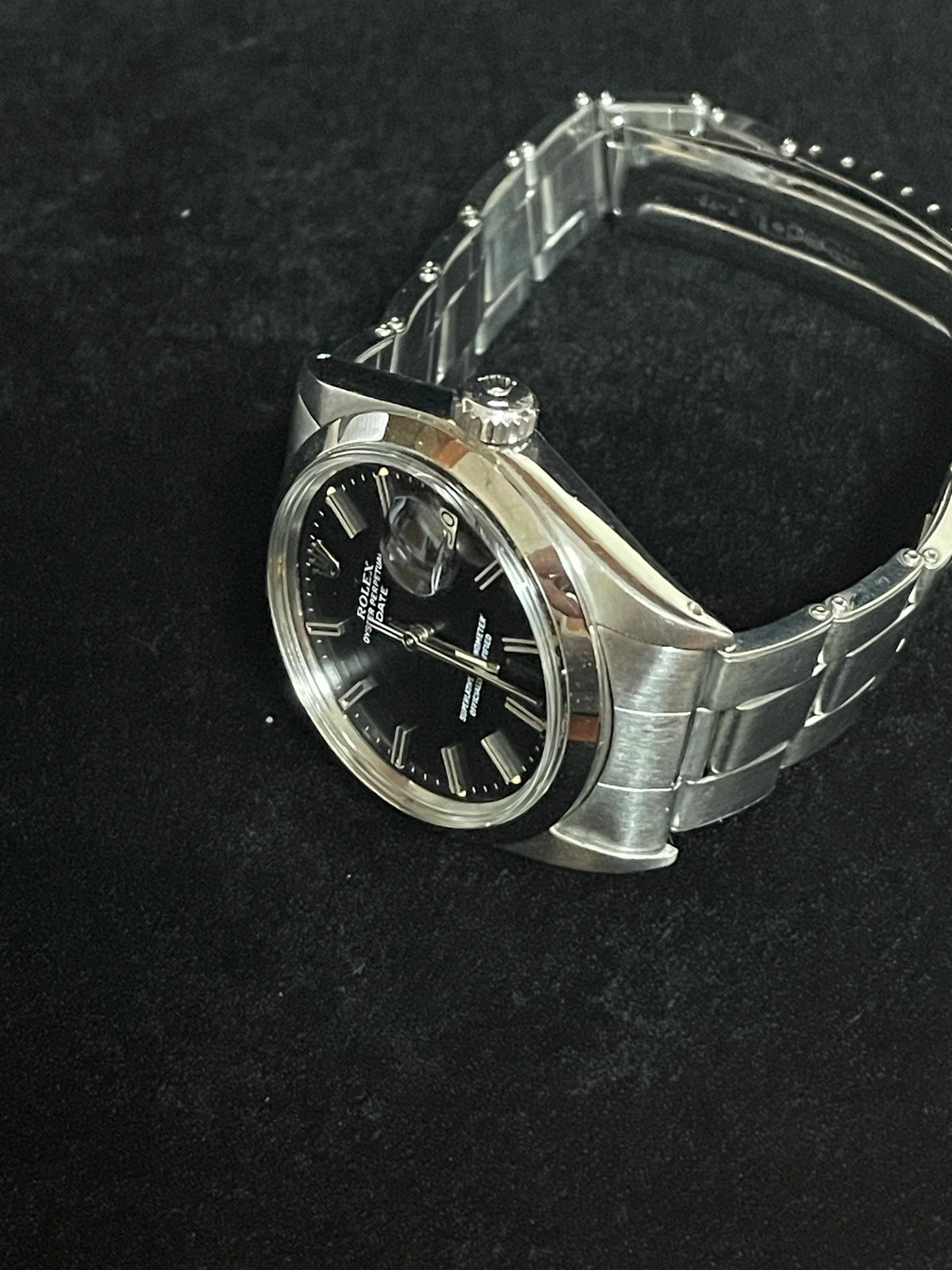 1971 Rolex Date 1500 Black Dial SS Oyster Rivet No Papers 34mm