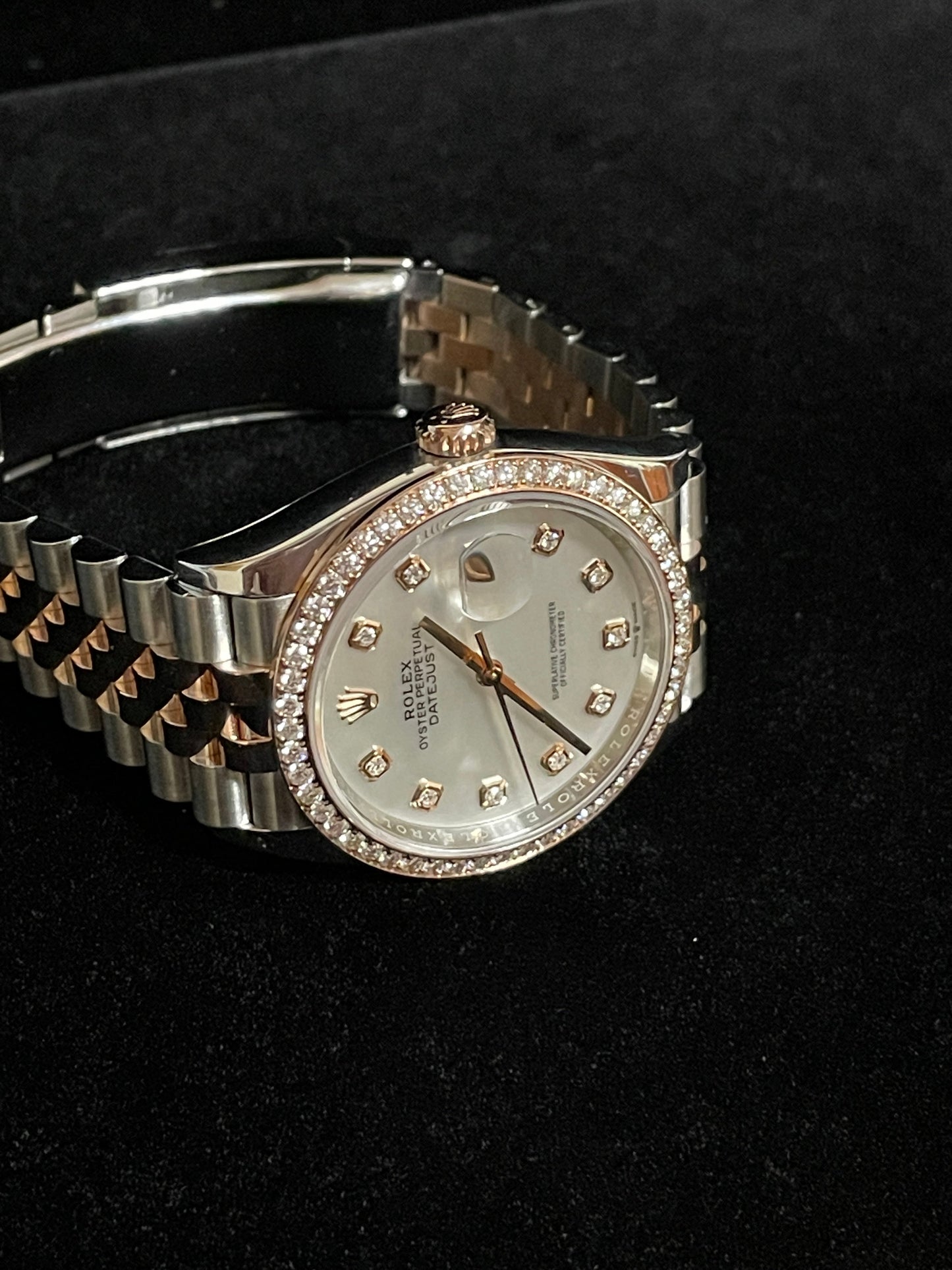 2023 Rolex Datejust 126281RBR White MOP Diam Dial + Bezel TT Jubilee Papers 36mm