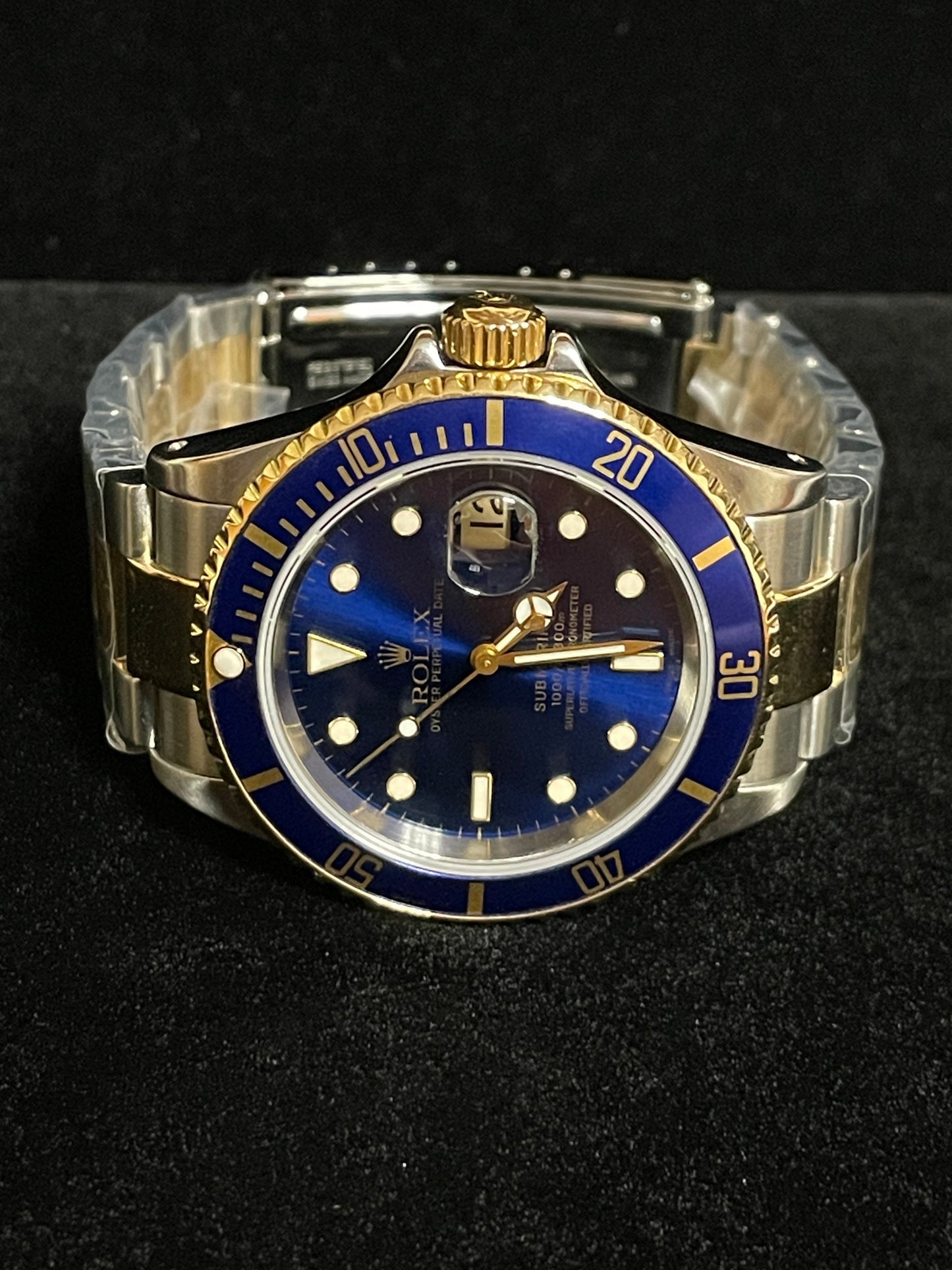 2000 Rolex Submariner 16613 Blue Dial TT Oyster Gold Thru Buckle No Papers 40mm
