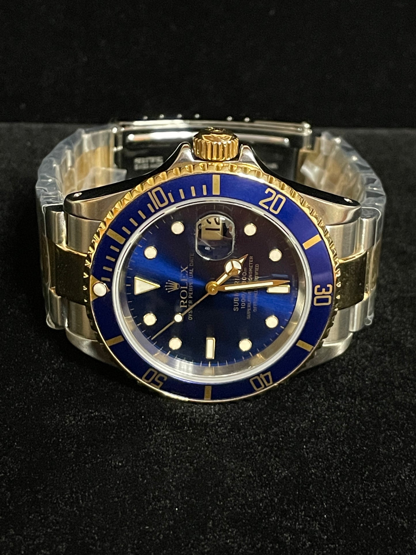 2000 Rolex Submariner 16613 Blue Dial TT Oyster Gold Thru Buckle No Papers 40mm