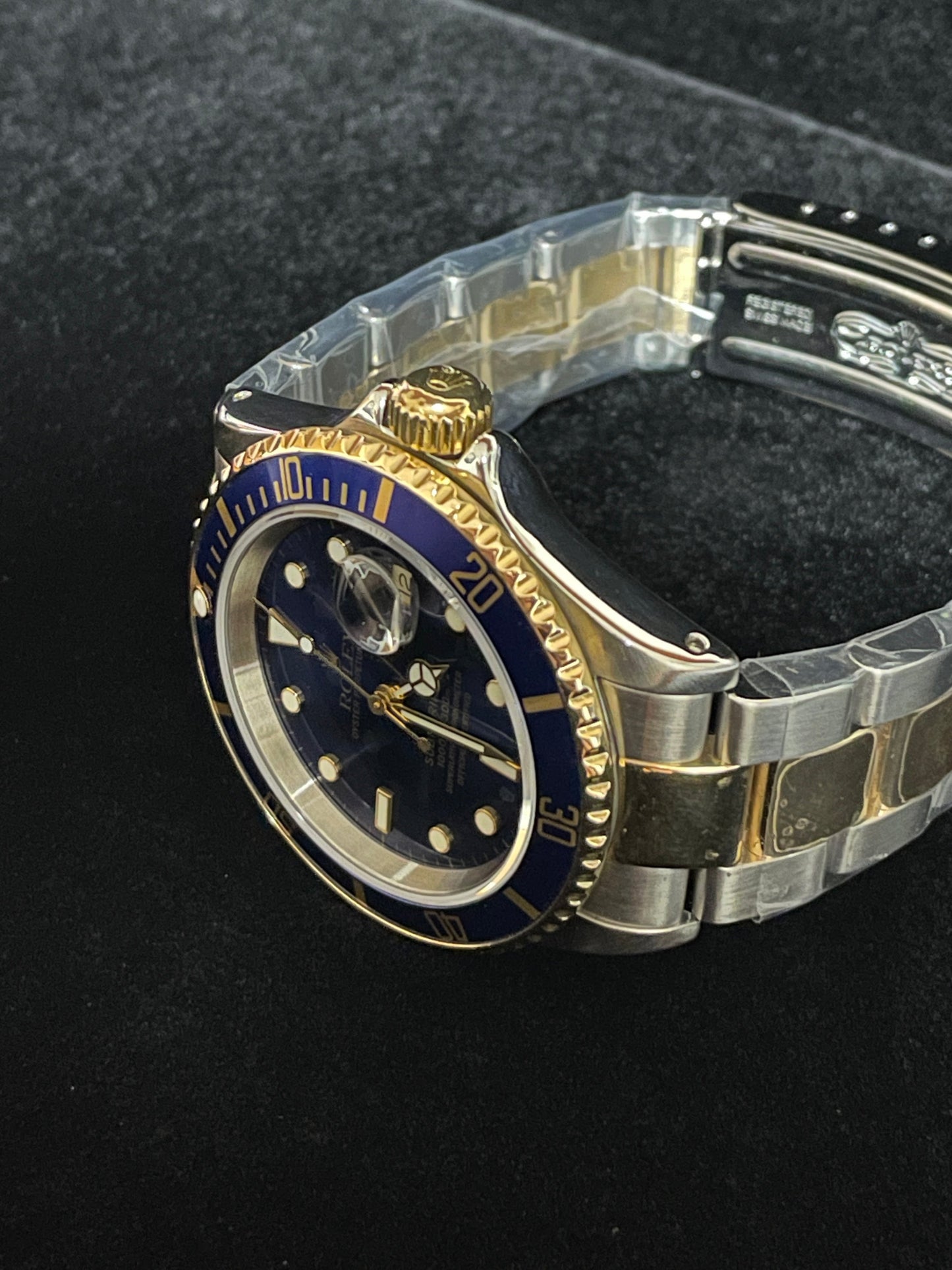 2000 Rolex Submariner 16613 Blue Dial TT Oyster Gold Thru Buckle No Papers 40mm