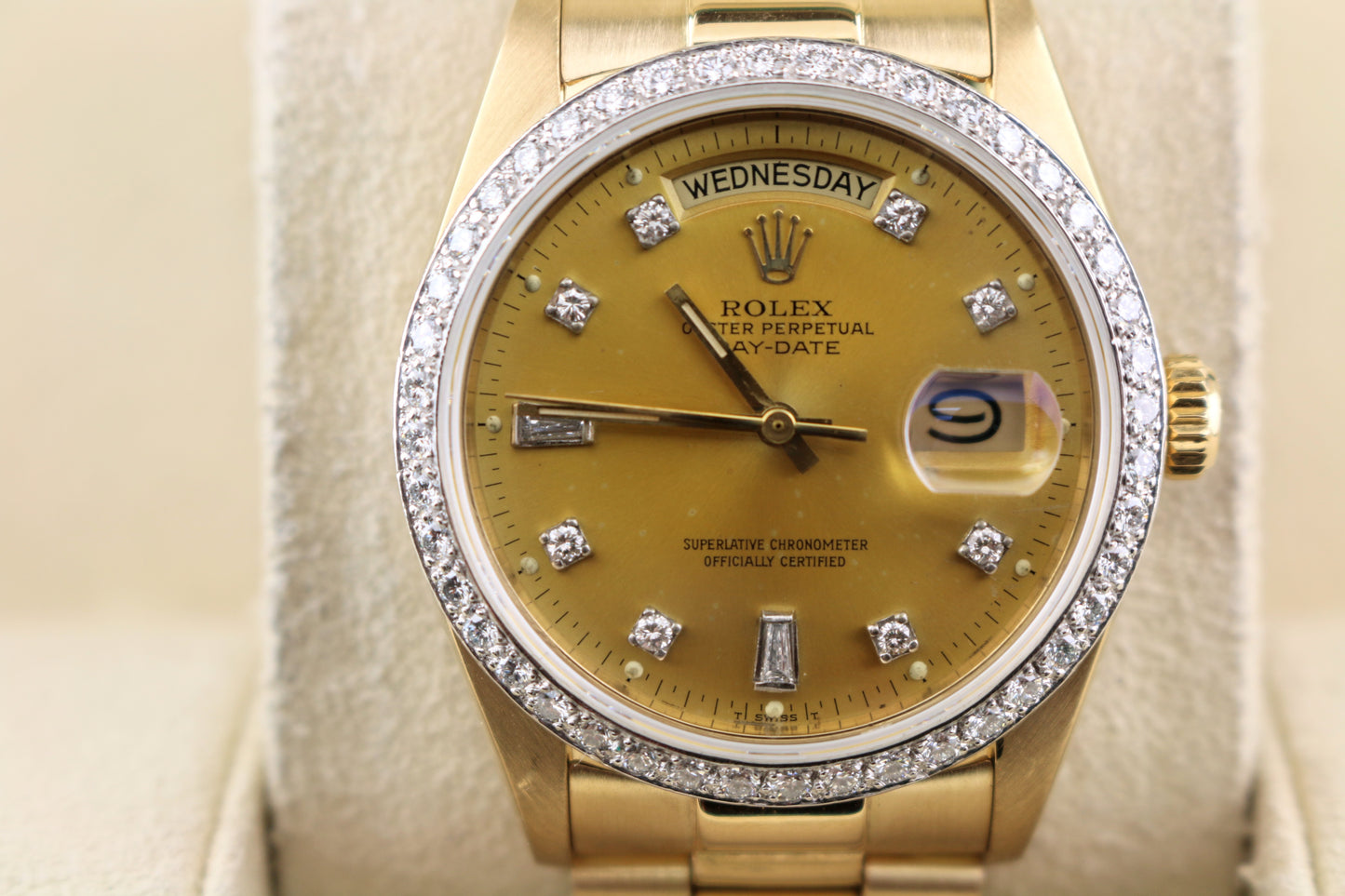 1979 Rolex Day-Date 18048 Champ Diamond Dial Diamond Bezel 18kt President 36mm