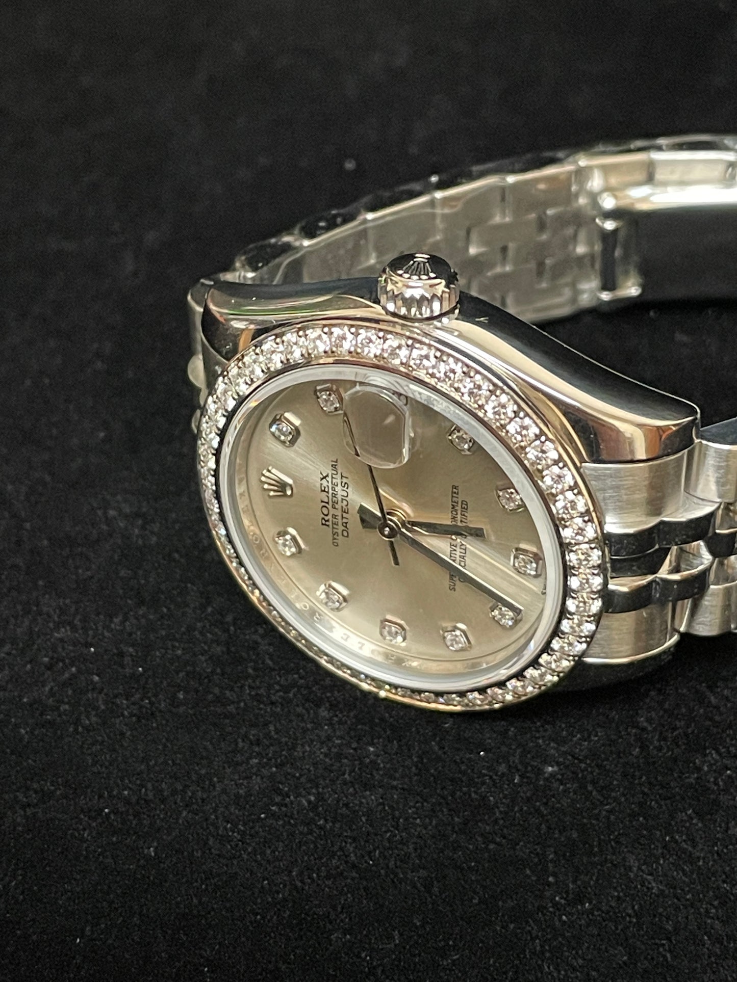 2015 Rolex Datejust 178384 Silver Diamond Dial and Bezel SS Jubilee W Paper 31mm