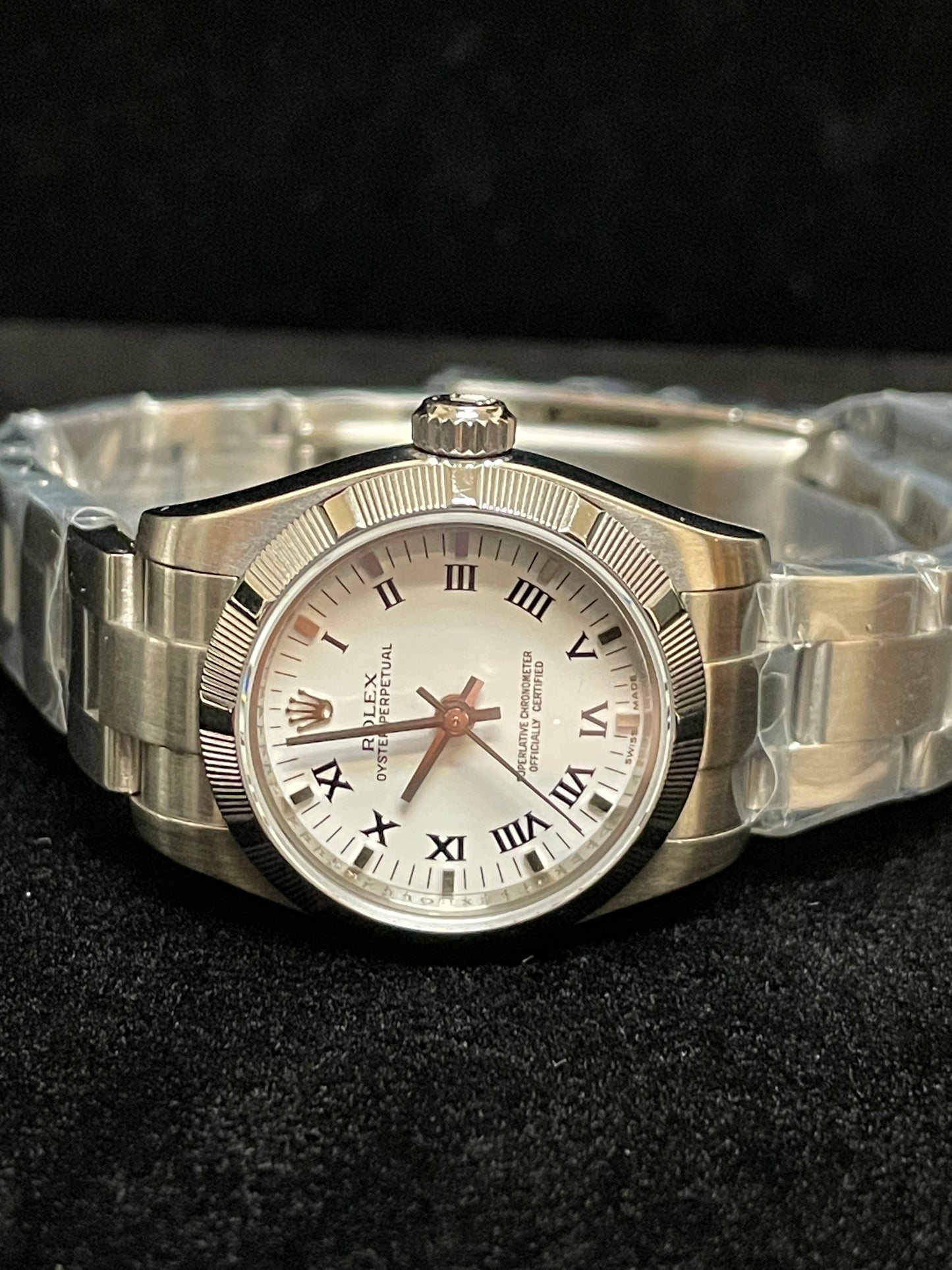 2011 Rolex Ladies Oyster Perpetual 176210 White Roman Dial SS With Papers 26mm