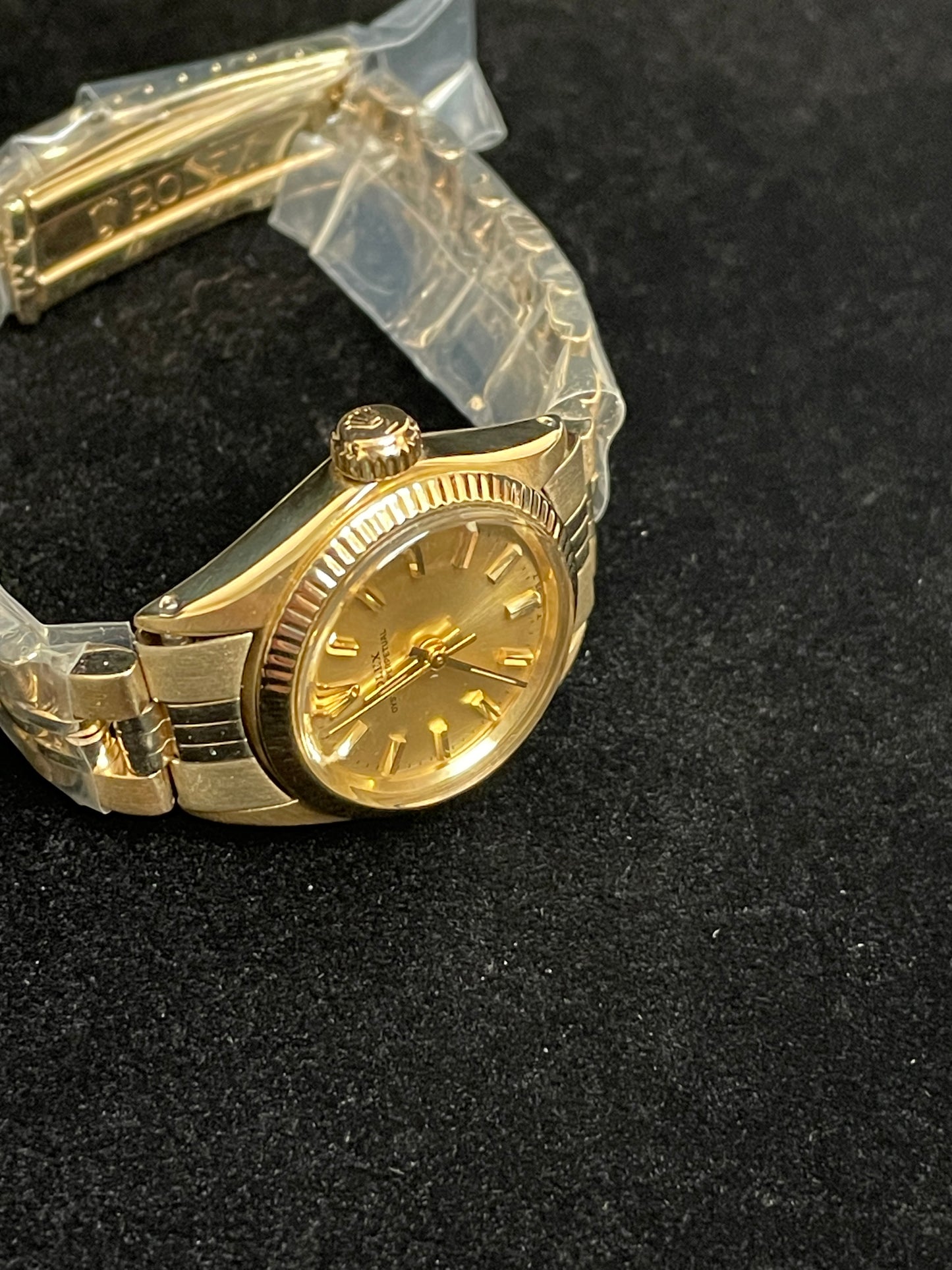 1978 Rolex Ladies Oyster Perpetual 6719 Champagne Dial Jubilee YG 14kt 26mm